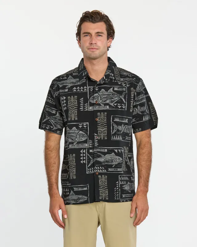 Waterman Block Fish Short Sleeve Shirt - Black sold by Quiksilver