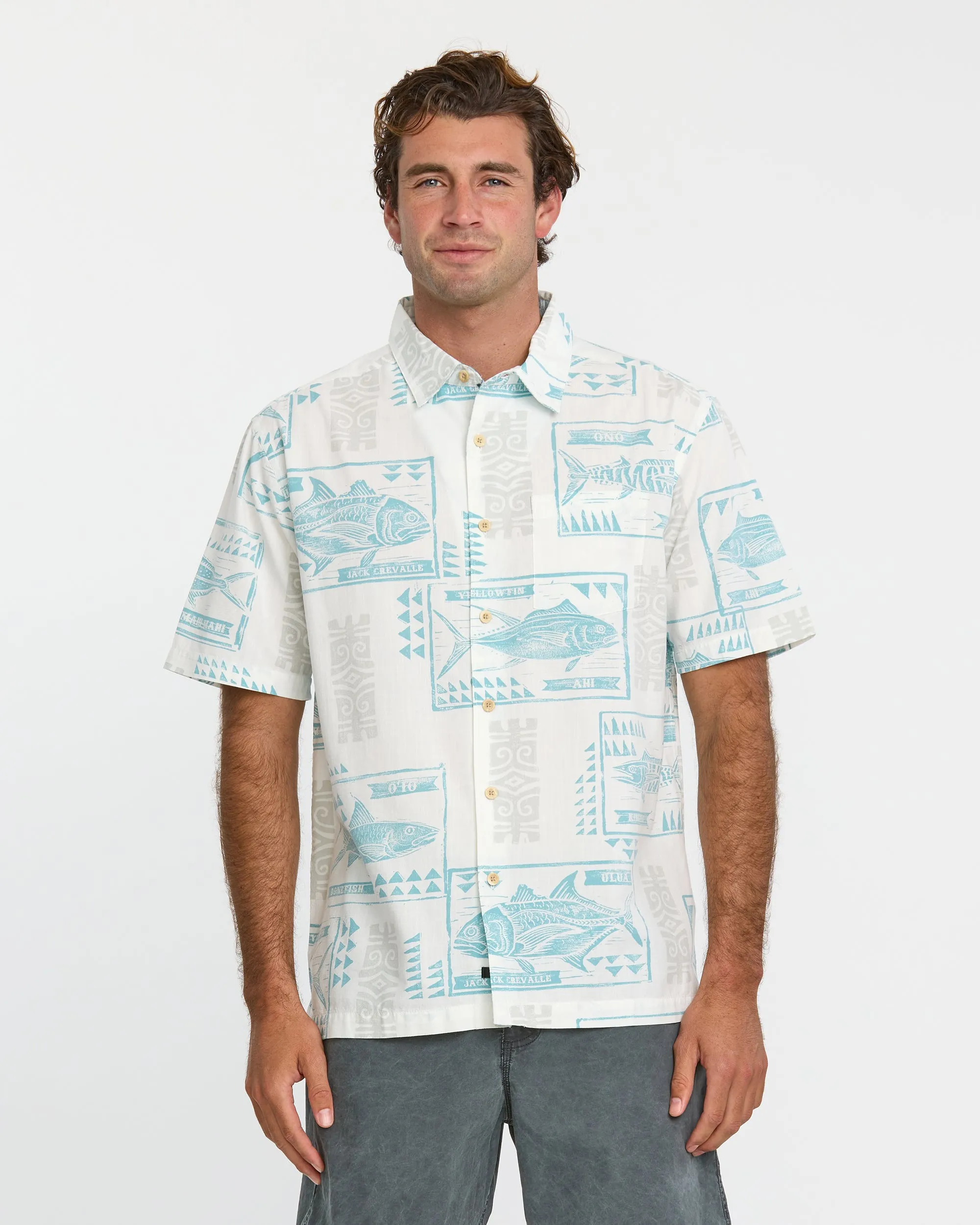 Waterman Block Fish Short Sleeve Shirt - White sold by Quiksilver