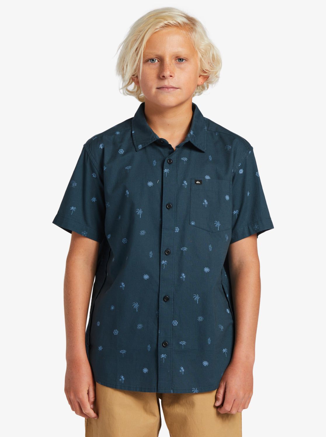 Boys 8-16 Heat Wave Short Sleeve Woven Shirt - Midnight Navy sold by Quiksilver