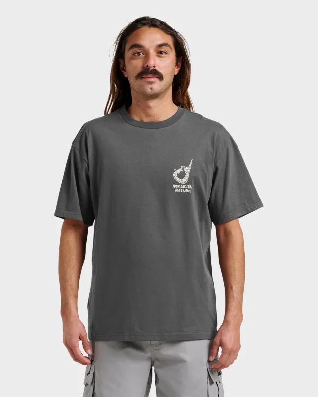 Waterman Hooked On Classic T-shirt - Phantom sold by Quiksilver