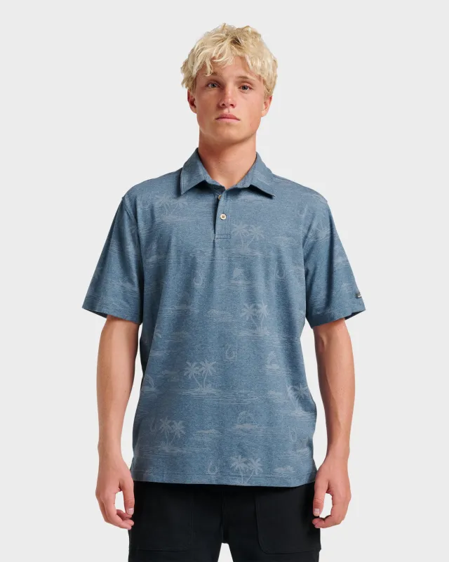 Waterman Island Daze Polo T-Shirt - Real Teal Heather made by Quiksilver