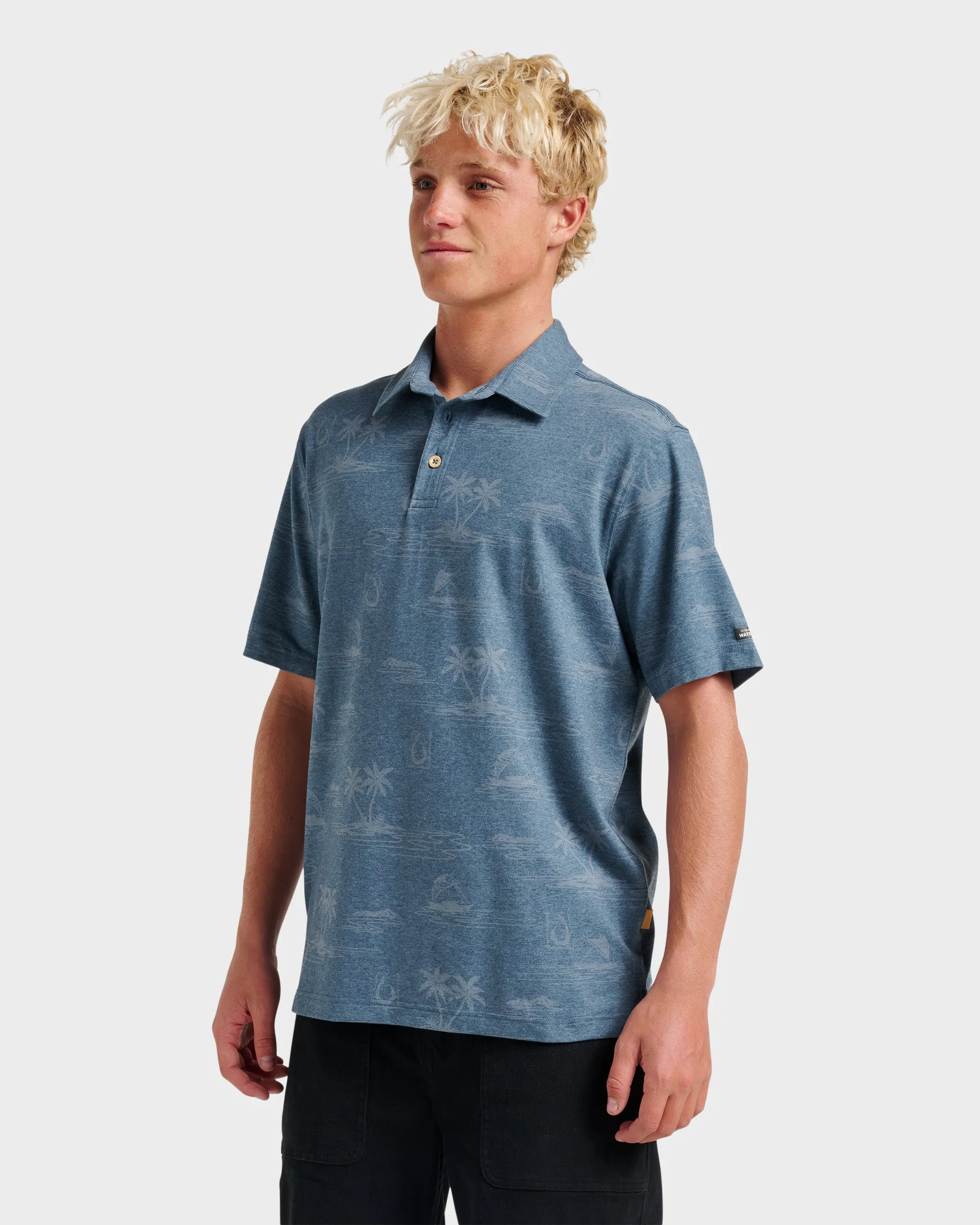 Waterman Island Daze Polo T-Shirt - Real Teal Heather sold by Quiksilver product image thumbnail 3
