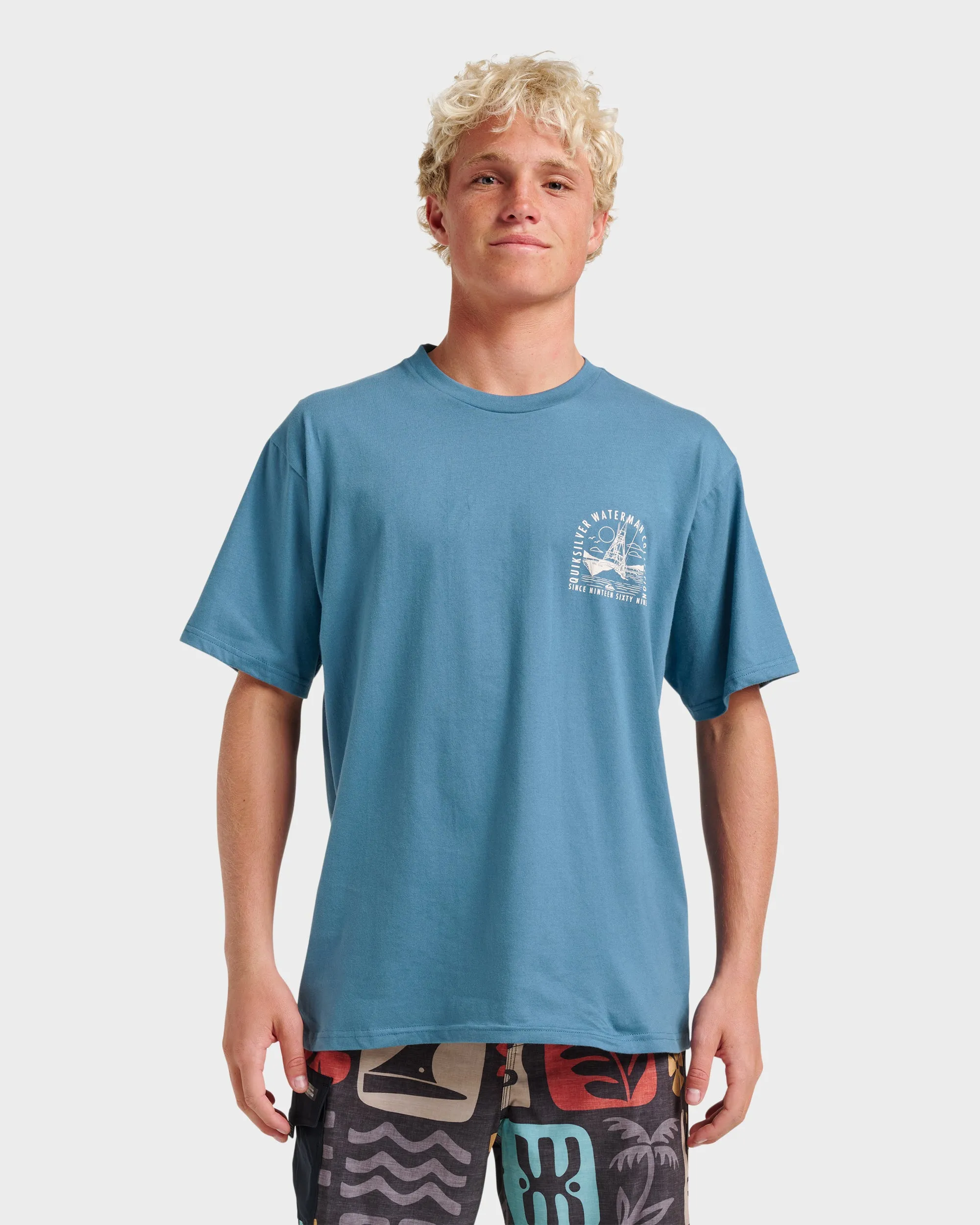 Waterman Out To Sea Classic T-shirt - Real Teal sold by Quiksilver