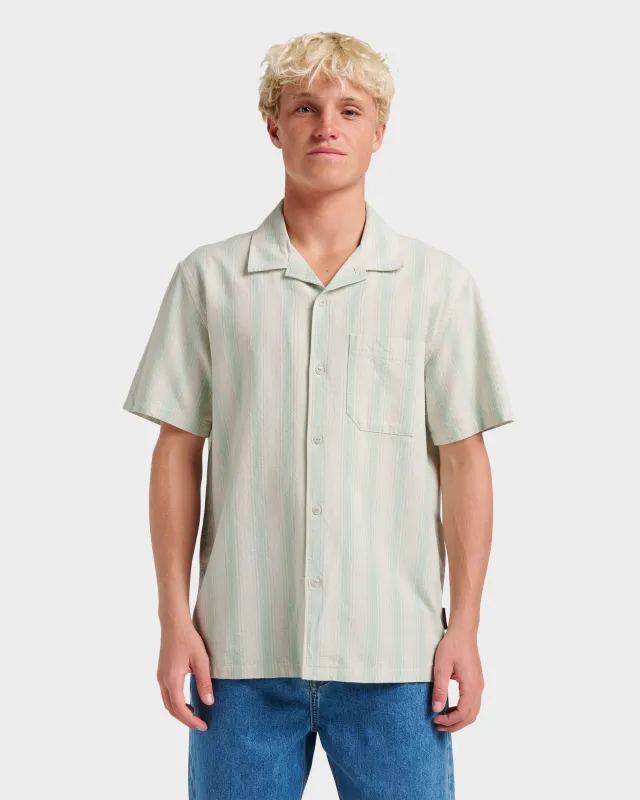 Oxford Stripe Casual Short Sleeve Shirt - Moonstruck sold by Quiksilver