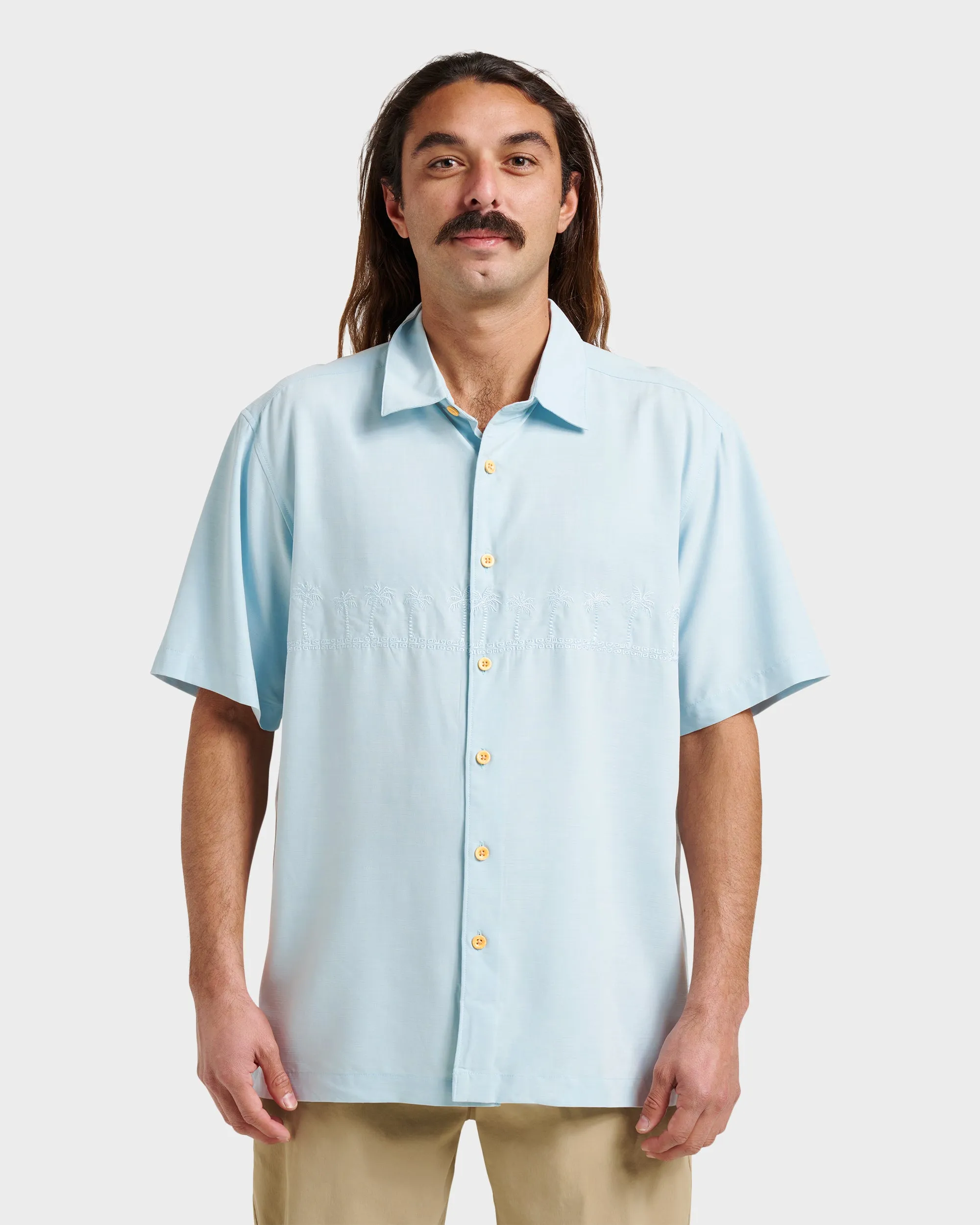 Waterman Tahiti Palms Premium Anti-Wrinkle Shirt - Sterling Blue sold by Quiksilver