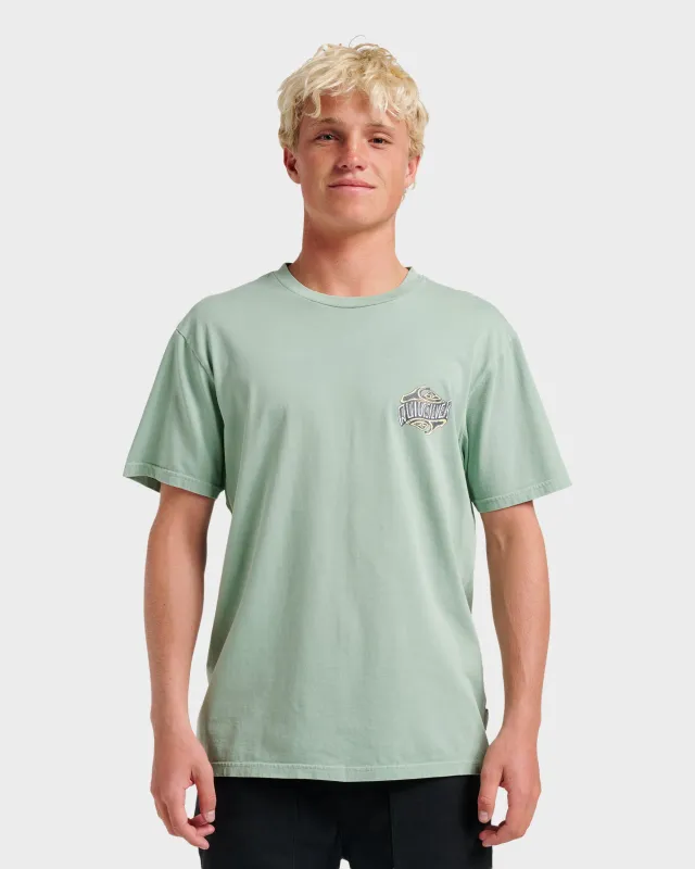 Three Deeppigment Dye T-Shirt - Granite Green sold by Quiksilver