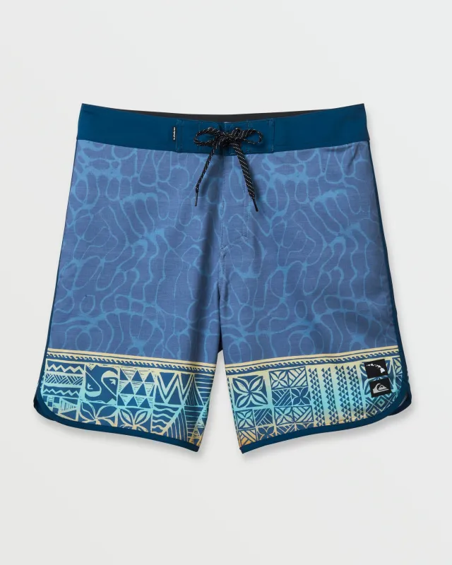 Surfsilk Hi Tribal Scallop 19" Boardshorts - China Blue sold by Quiksilver