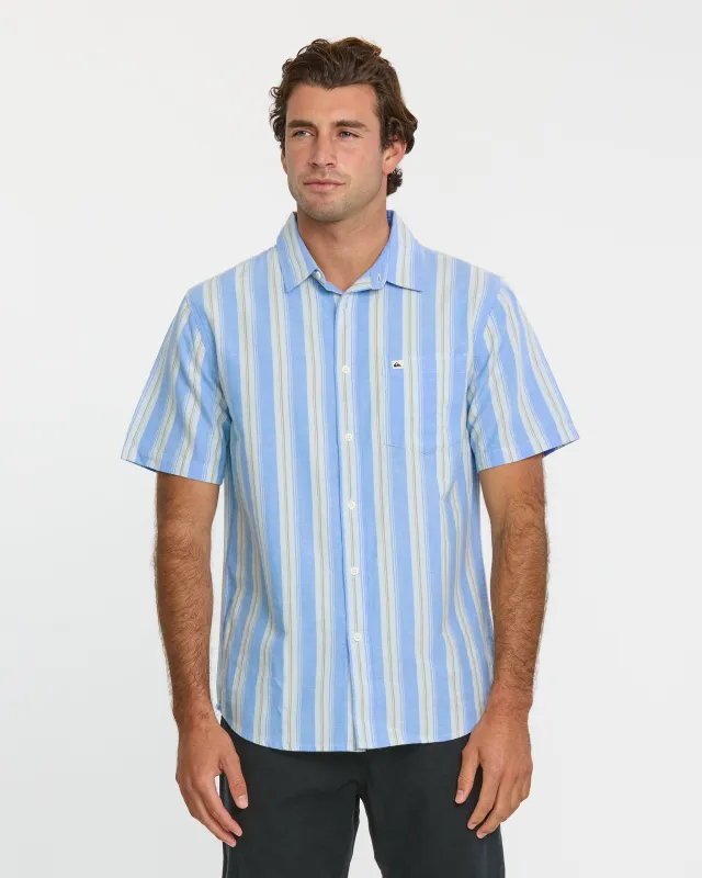 Oxford Stripe Classic Short Sleeve Shirt - Azure sold by Quiksilver