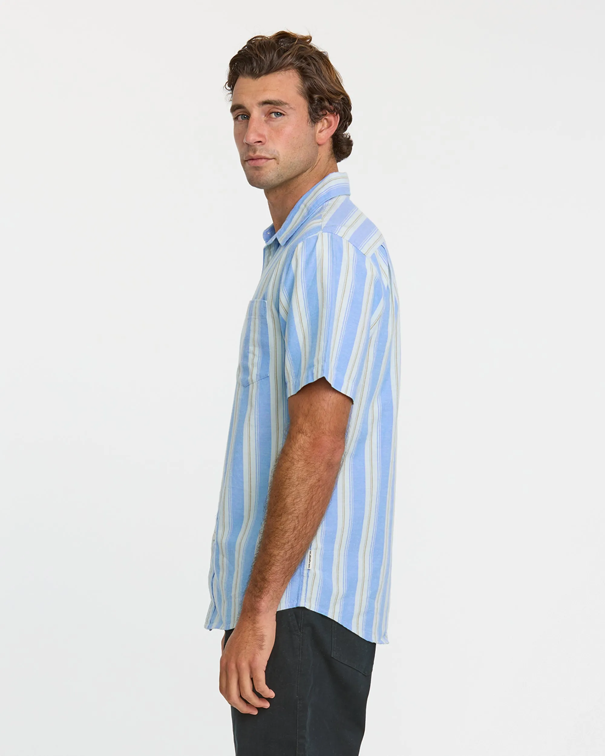 Oxford Stripe Classic Short Sleeve Shirt - Azure sold by Quiksilver product image thumbnail 4