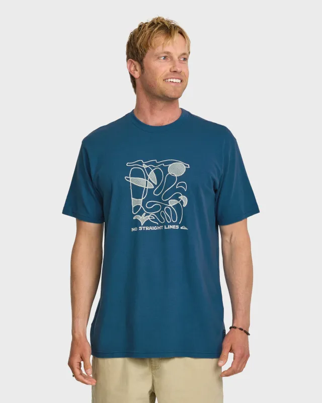No Straight Lines Stw T-Shirt - Blue Steel sold by Quiksilver