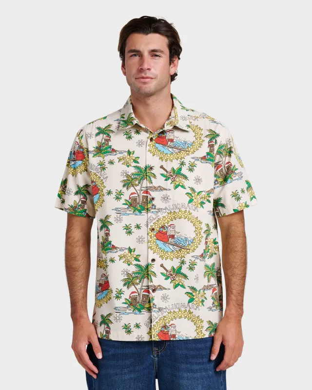 Waterman Surfing Santa Shirt - Moonbeam made by Quiksilver