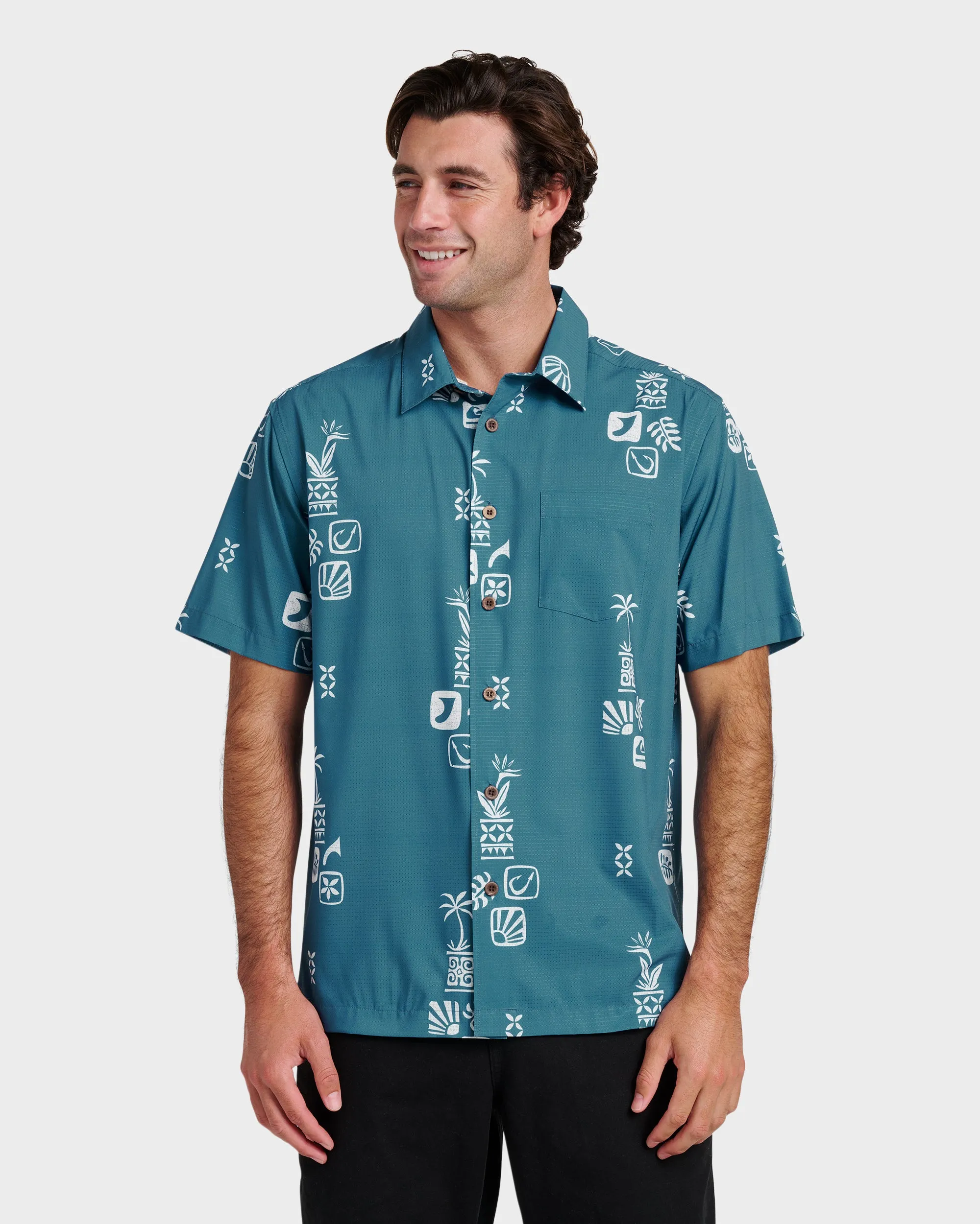 Waterman Mystic Fin Shirt - Real Teal sold by Quiksilver