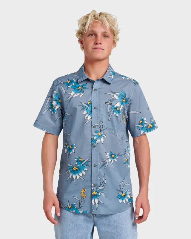 Costal Flora Classic Short Sleeve Shirt - Coronet Blue sold by Quiksilver