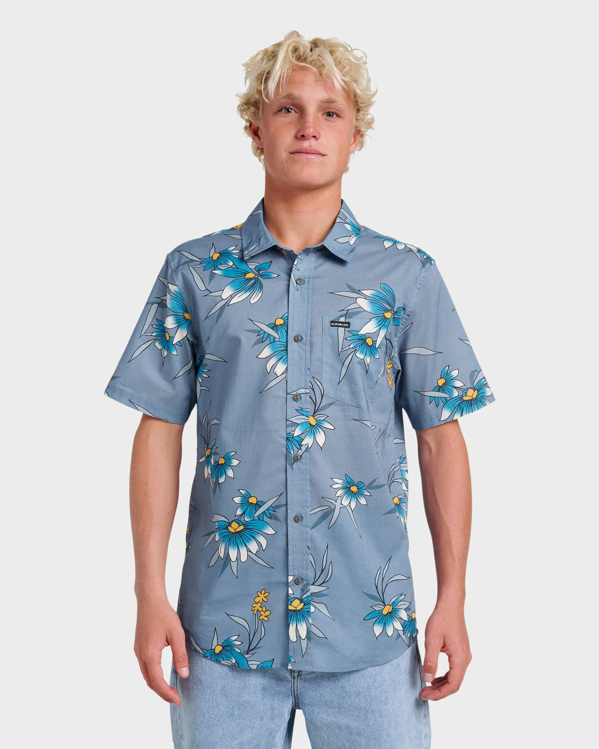Costal Flora Classic Short Sleeve Shirt - Coronet Blue sold by Quiksilver