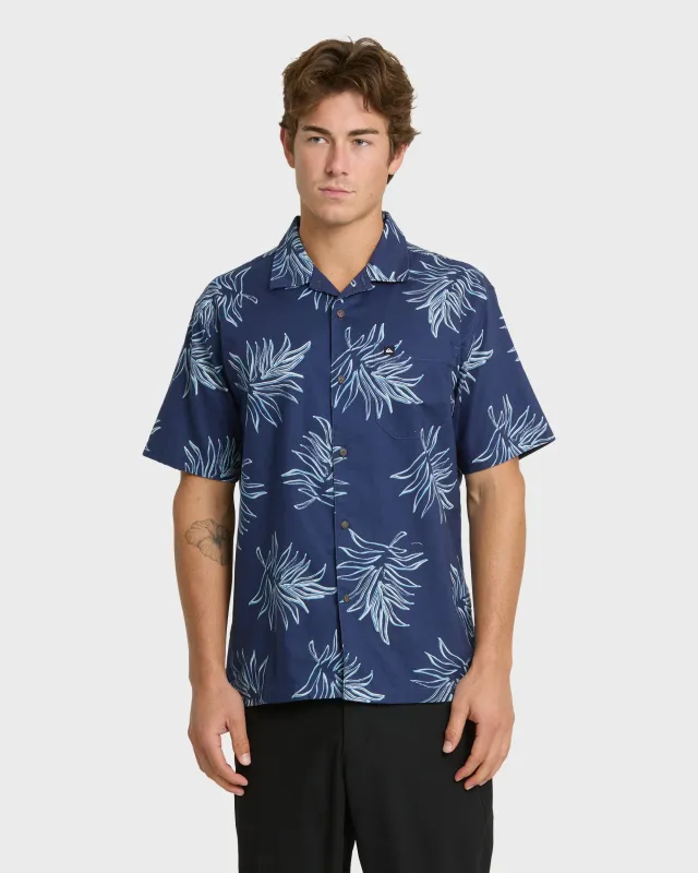 Island Palms Casual Short Sleeve Shirt - Navy sold by Quiksilver