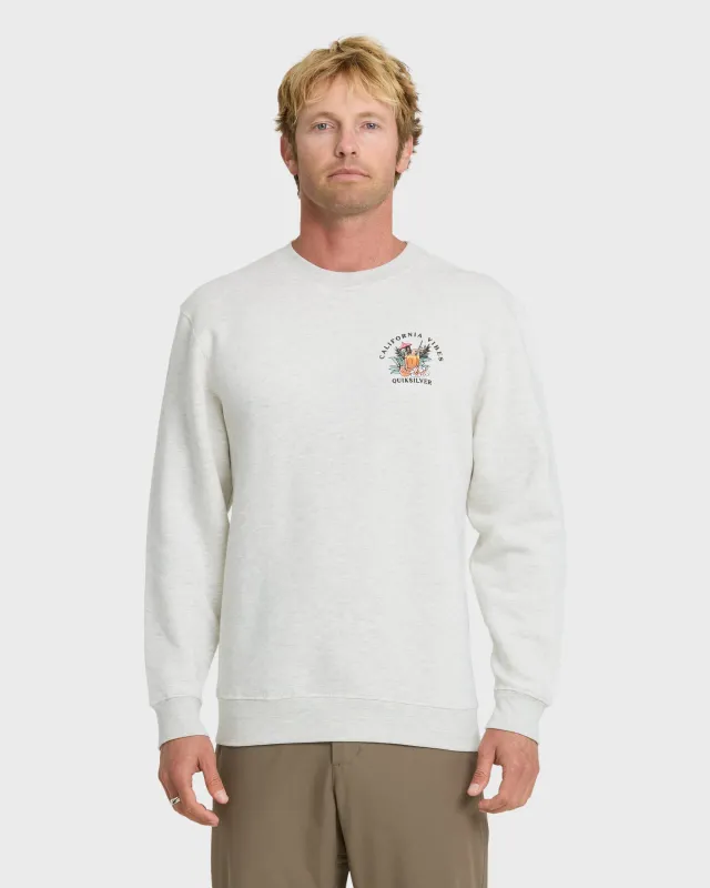 California Vibes Crew Fleece Sweatshirt - Oatmeal Hth sold by Quiksilver