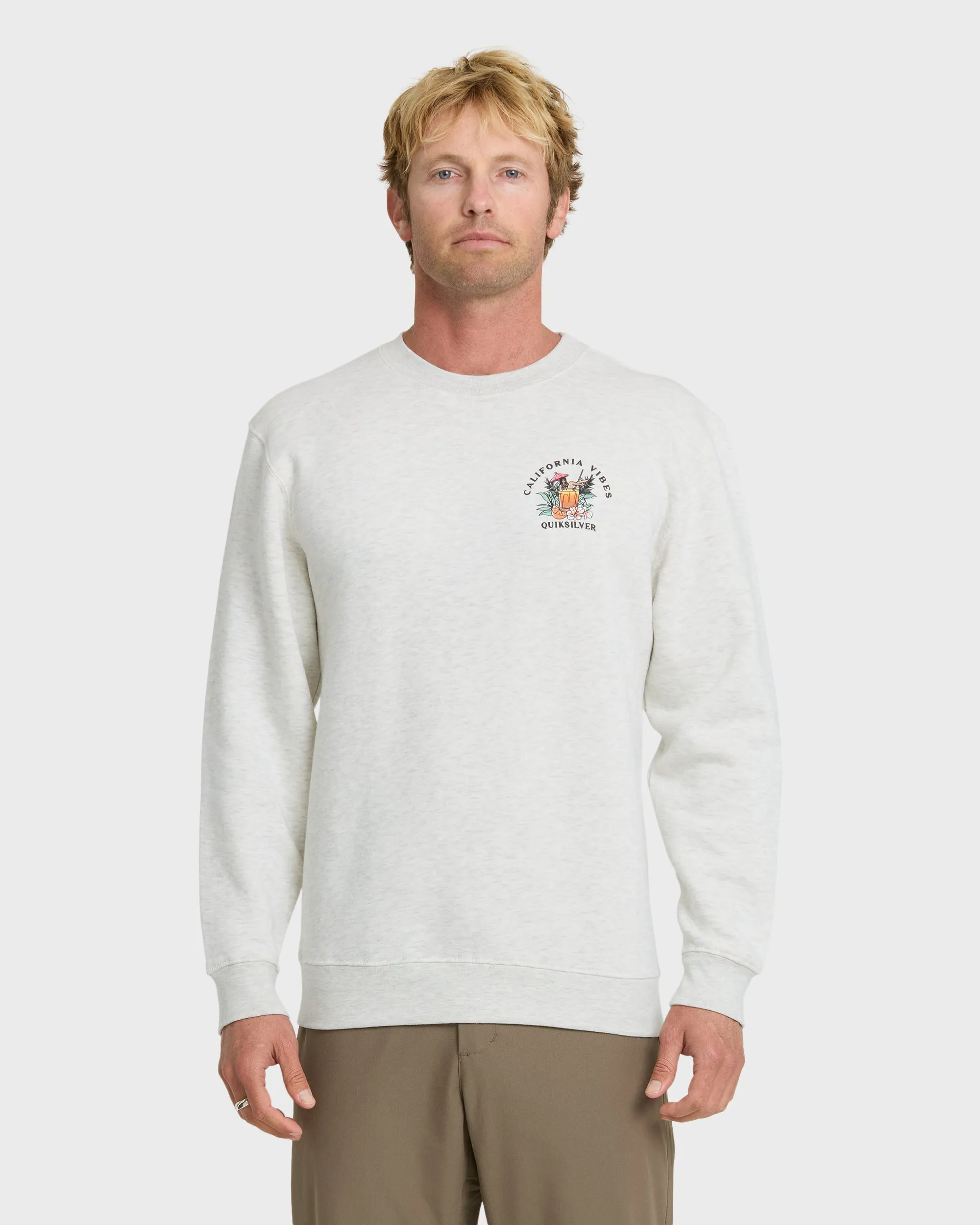 California Vibes Crew Fleece Sweatshirt - Oatmeal Hth sold by Quiksilver