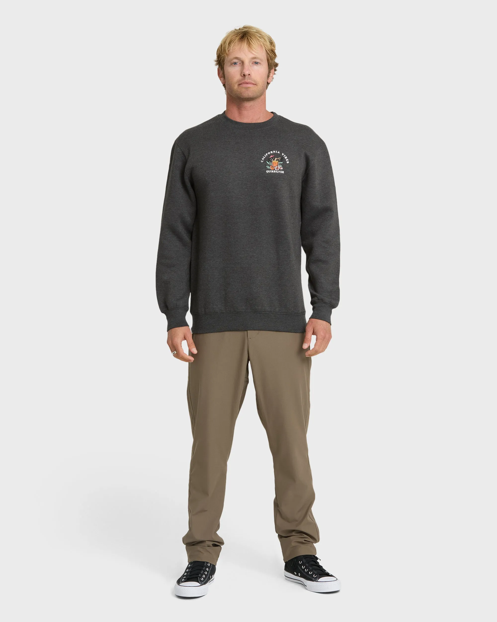 California Vibes Crew Fleece Sweatshirt - Charcoal Grey sold by Quiksilver product image thumbnail 3
