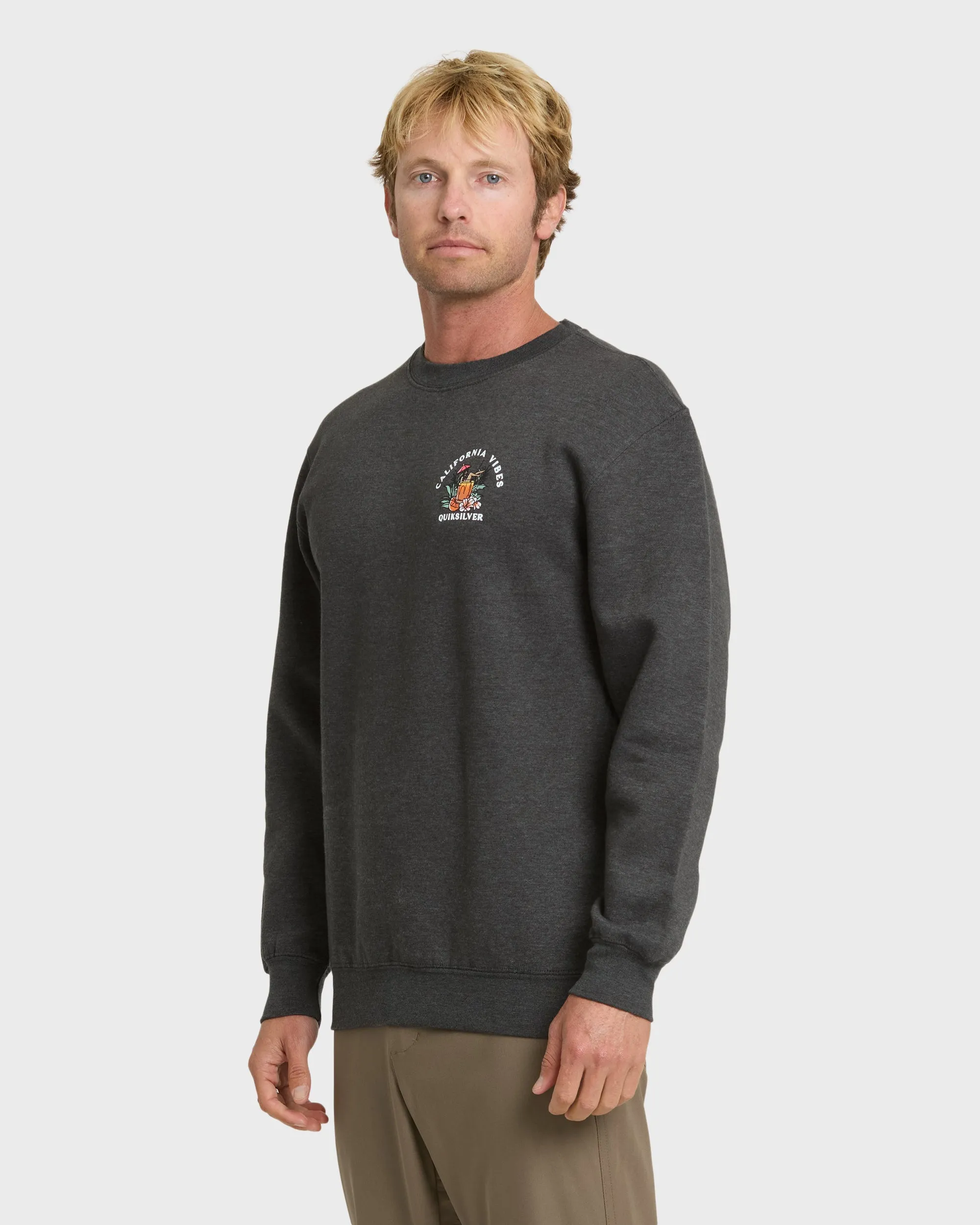 California Vibes Crew Fleece Sweatshirt - Charcoal Grey sold by Quiksilver product image thumbnail 4