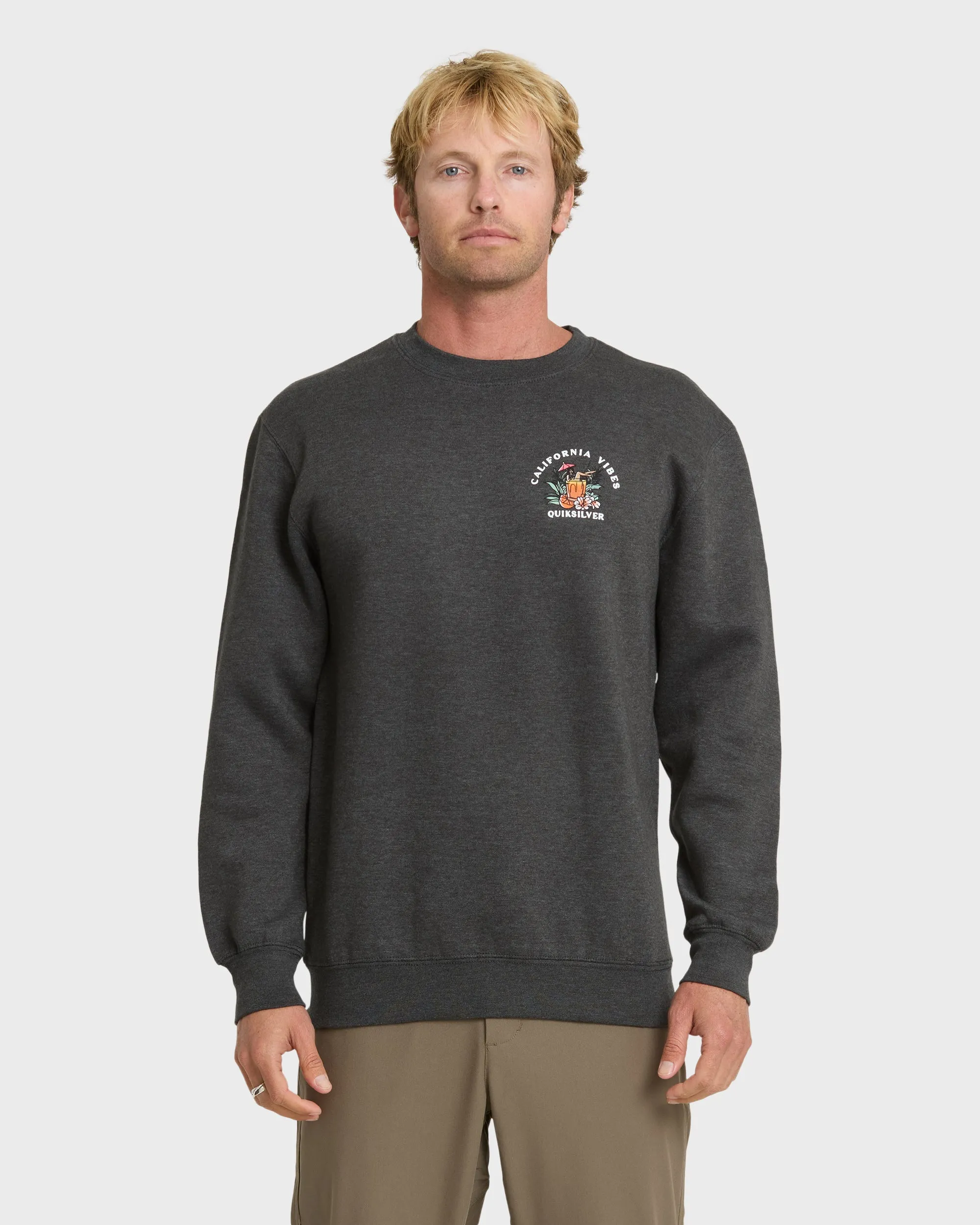 California Vibes Crew Fleece Sweatshirt - Charcoal Grey sold by Quiksilver