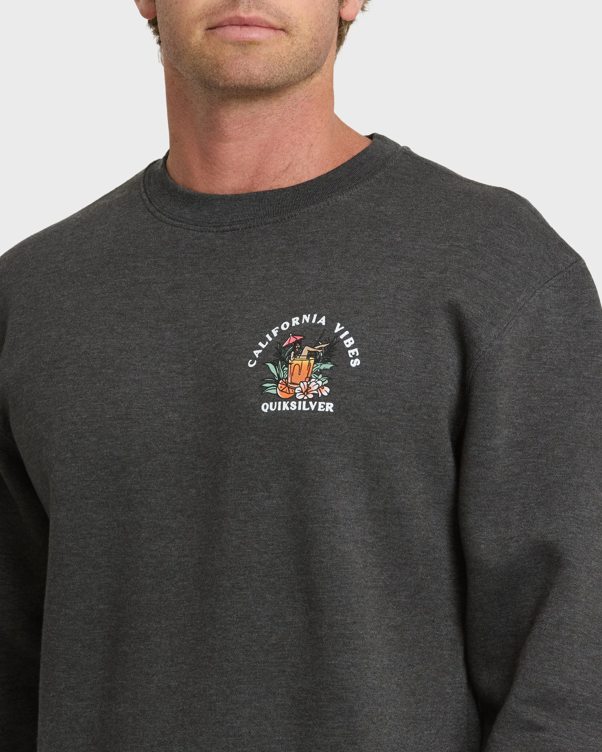 California Vibes Crew Fleece Sweatshirt - Charcoal Grey sold by Quiksilver product image thumbnail 5