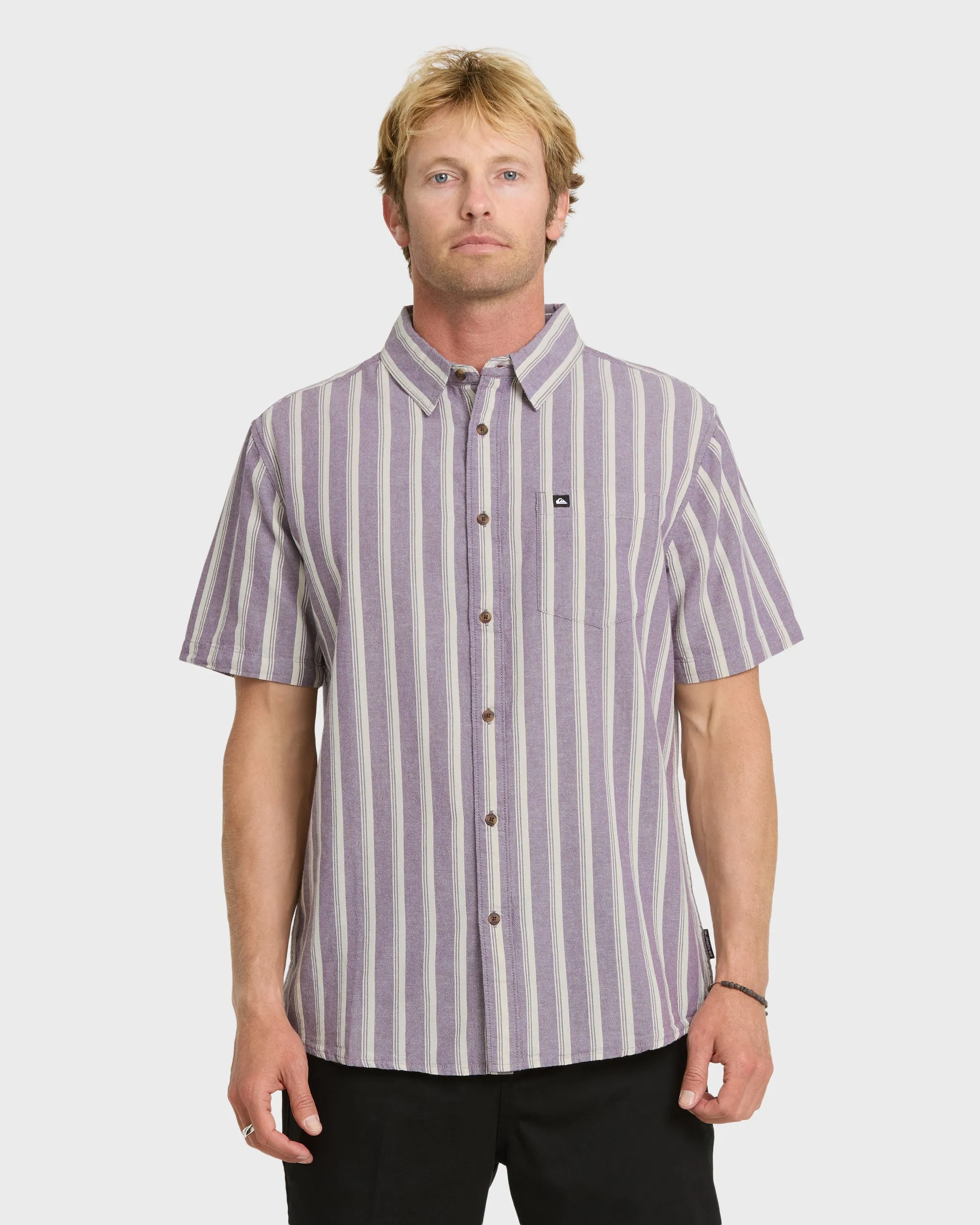 Oxford Stripe Classic Short Sleeve Shirt - Sunset Purple sold by Quiksilver