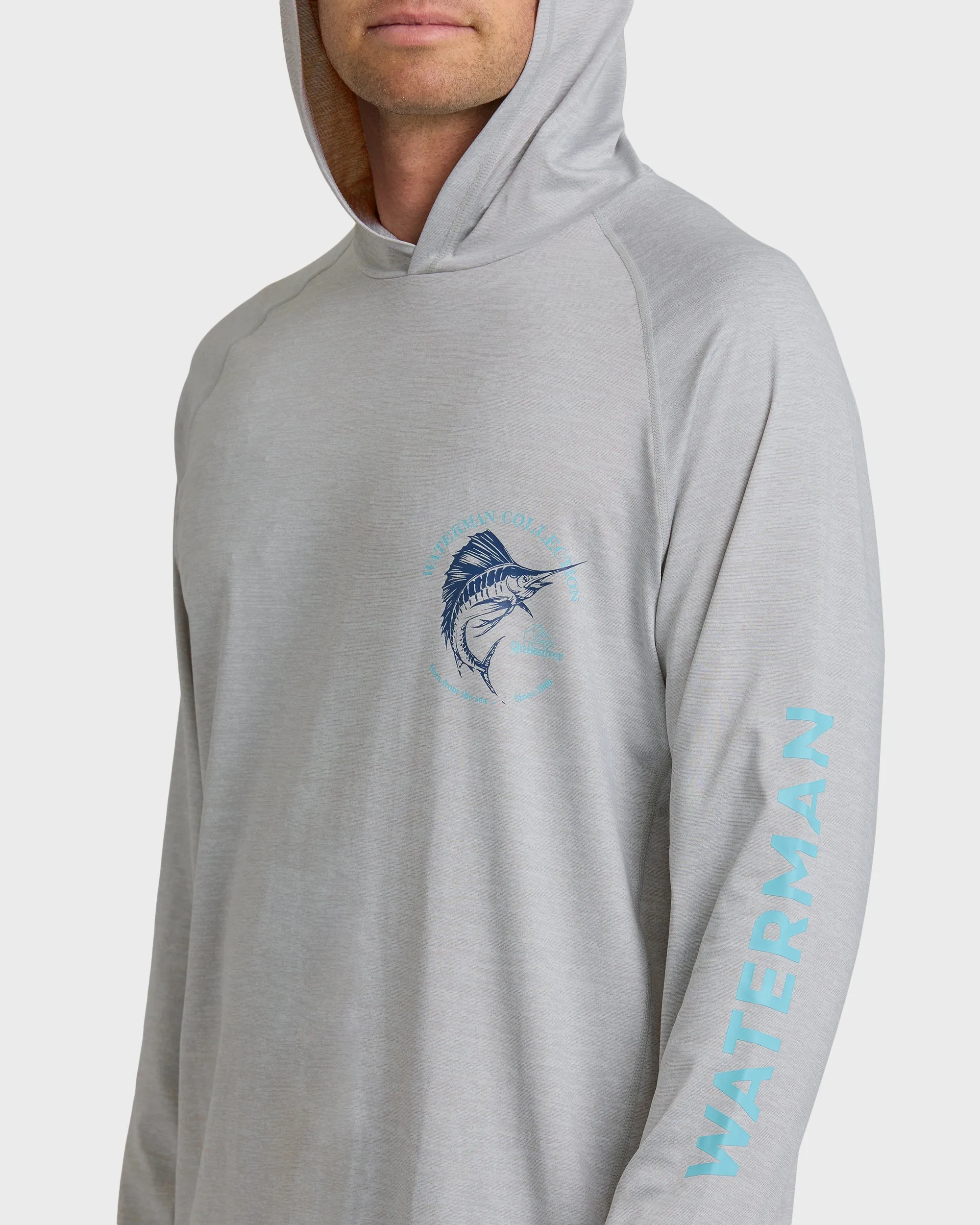 Waterman Marley Hooded Long Sleeve UPF 50 Surf Shirt - Light Grey Hth sold by Quiksilver product image thumbnail 5
