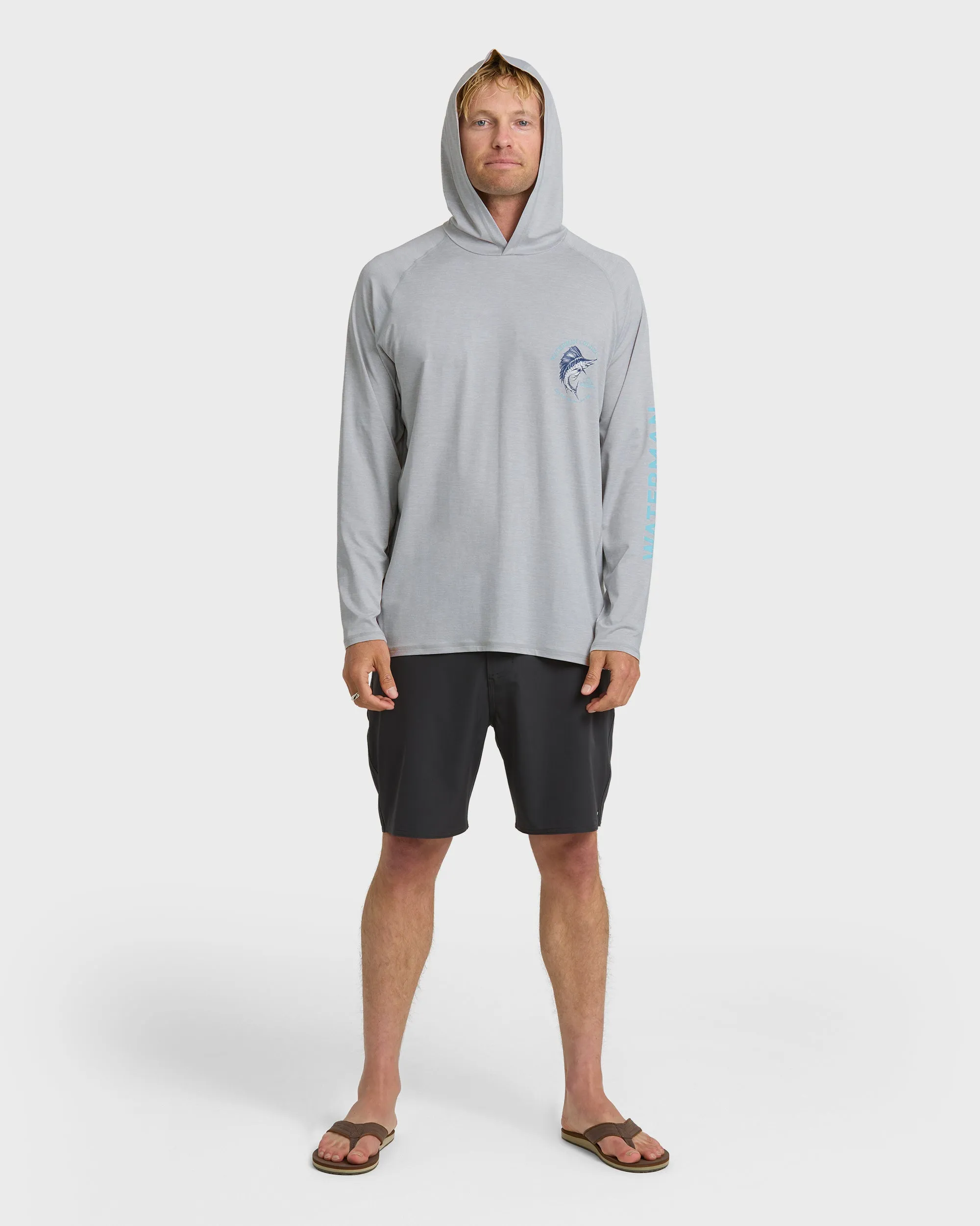 Waterman Marley Hooded Long Sleeve UPF 50 Surf Shirt - Light Grey Hth sold by Quiksilver product image thumbnail 3