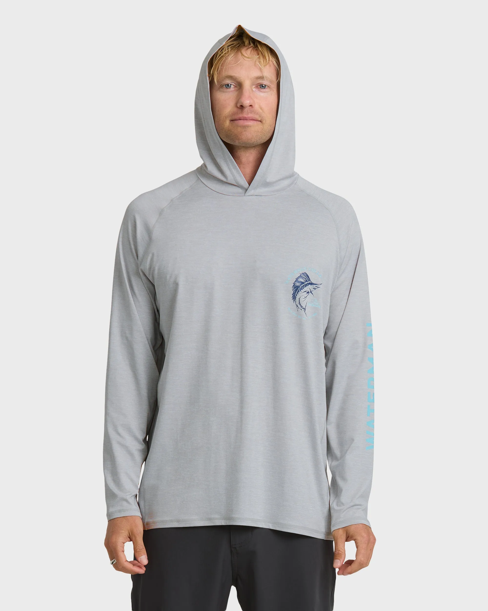 Waterman Marley Hooded Long Sleeve UPF 50 Surf Shirt - Light Grey Hth sold by Quiksilver