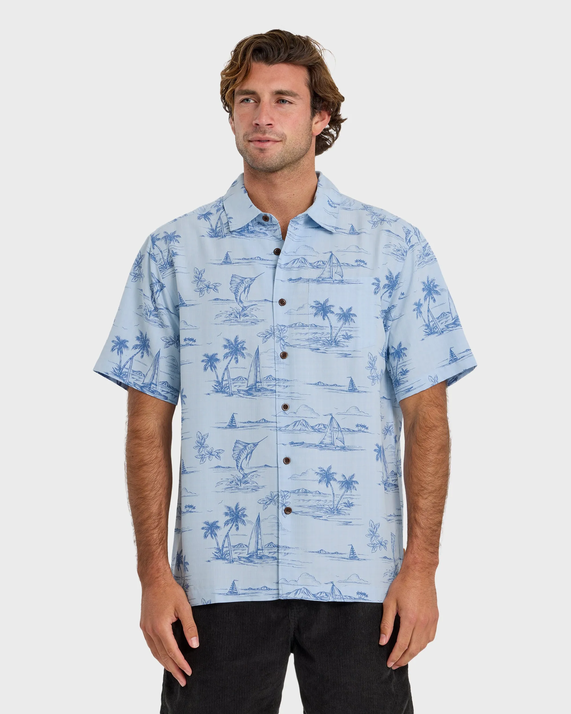 Waterman Sail Away Short Sleeve Shirt - Skyway sold by Quiksilver