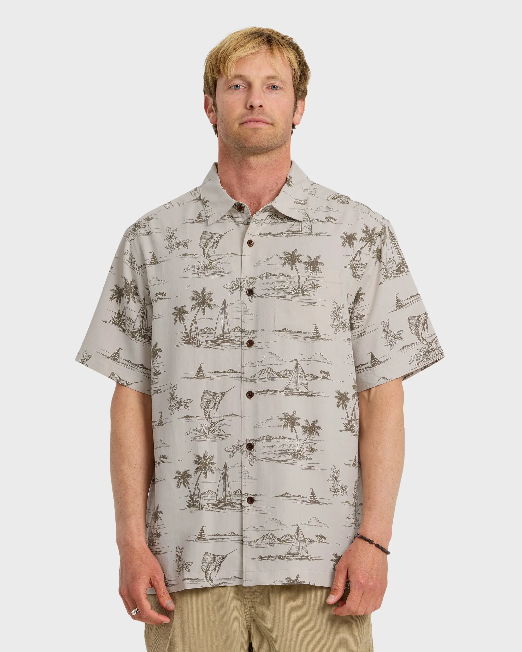 Waterman Sail Away Short Sleeve Shirt - Moonbeam sold by Quiksilver