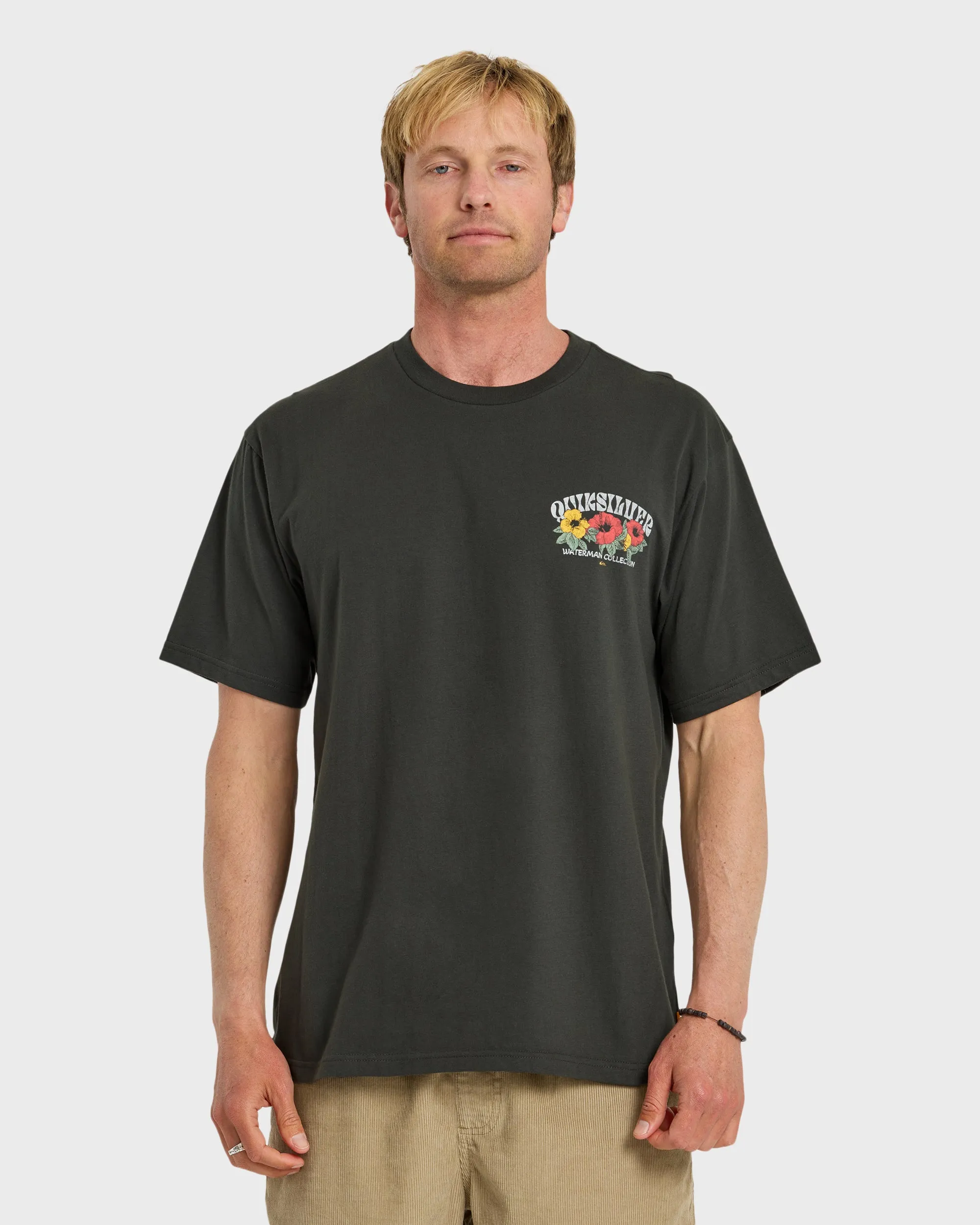 Waterman Las Flores Sueded Short Sleeve T-Shirt - Phantom sold by Quiksilver