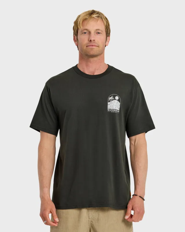 Waterman Out The Back Sueded T-Shirt - Phantom sold by Quiksilver