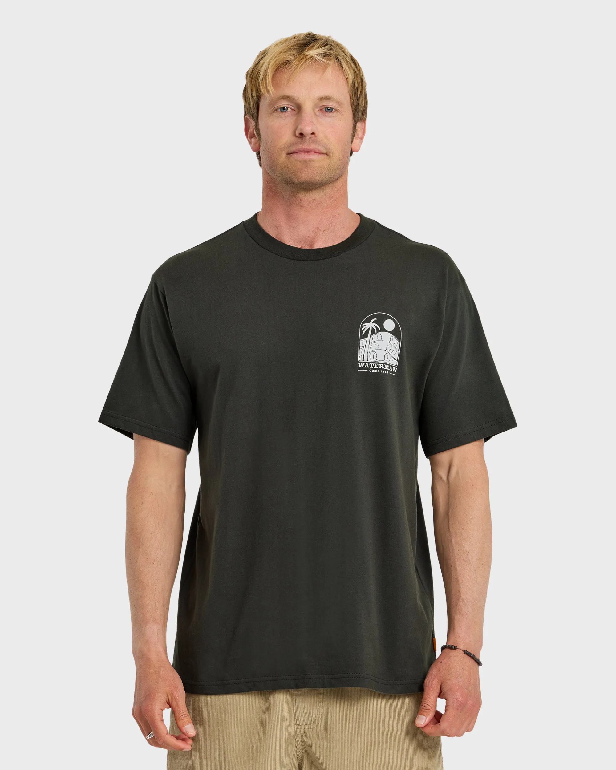 Waterman Out The Back Sueded T-Shirt - Phantom sold by Quiksilver