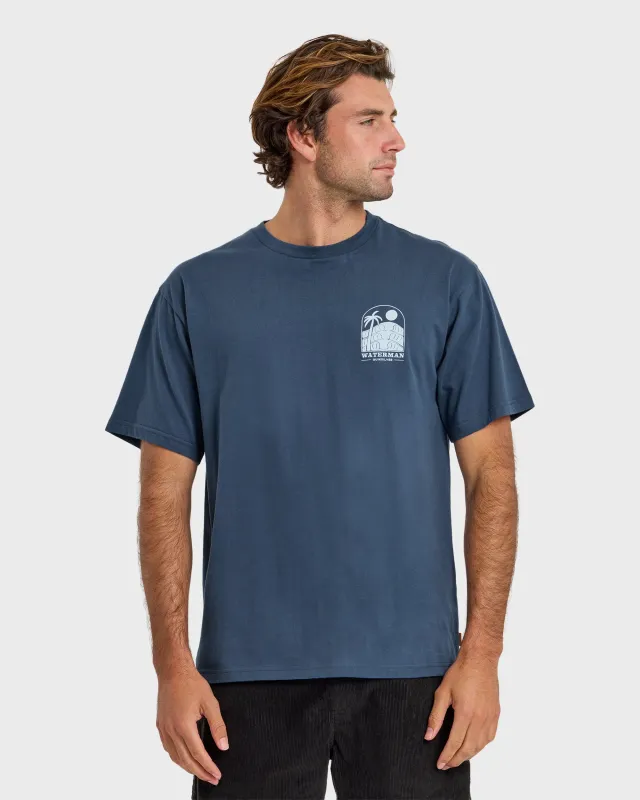 Waterman Out The Back Sueded T-Shirt - Dark Denim sold by Quiksilver