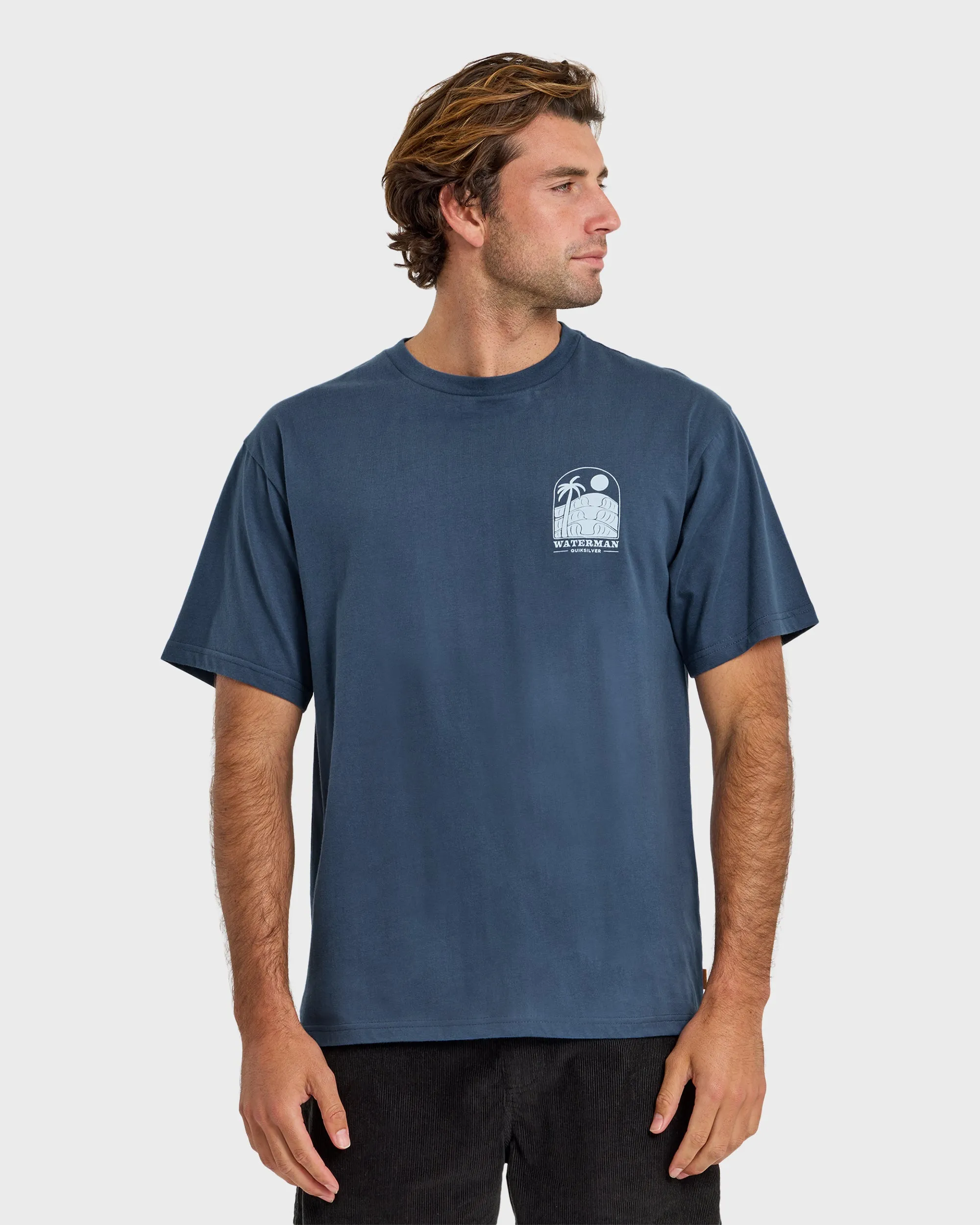 Waterman Out The Back Sueded T-Shirt - Dark Denim sold by Quiksilver