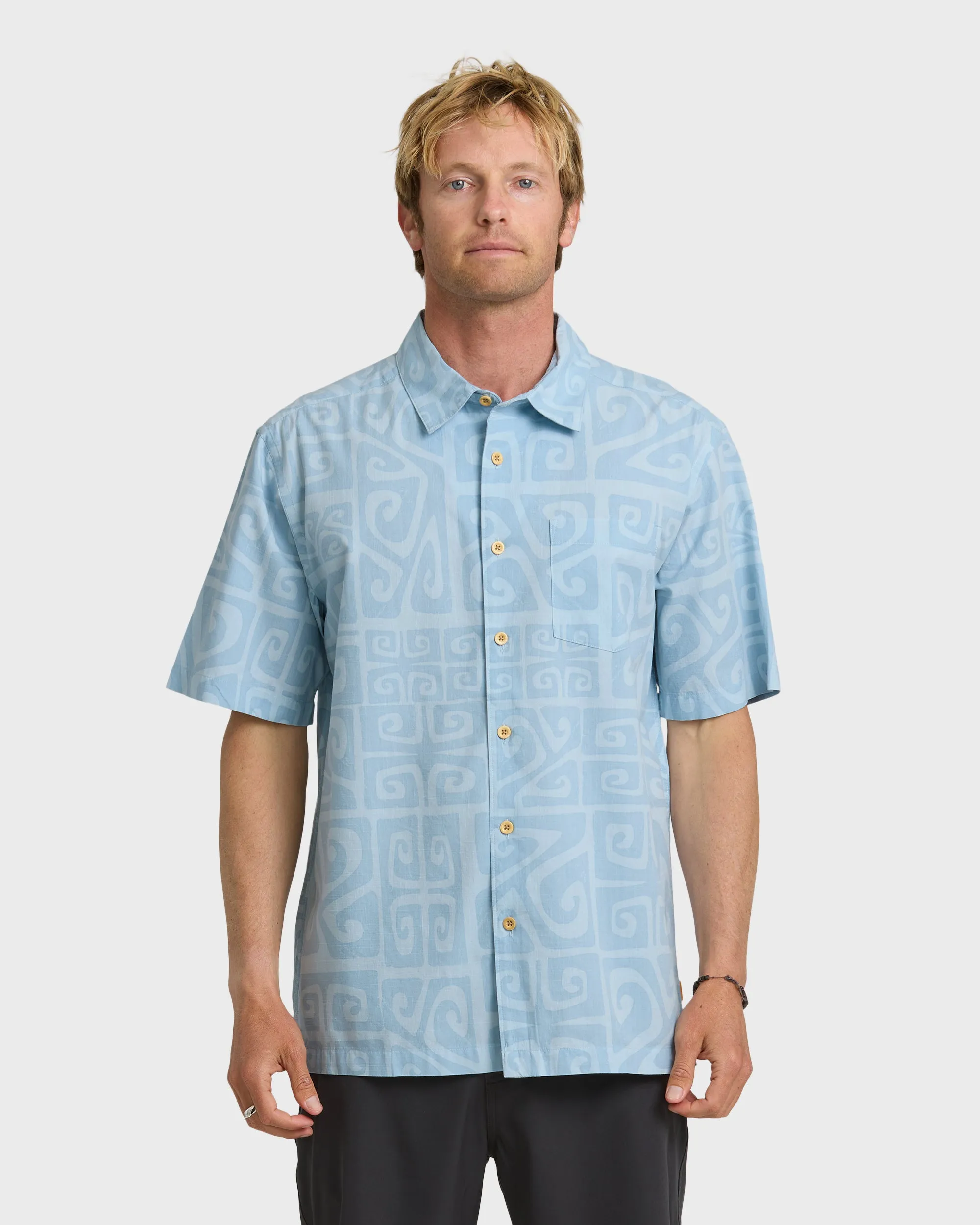 Waterman Tiki Beach Short Sleeve Shirt - Skyway sold by Quiksilver