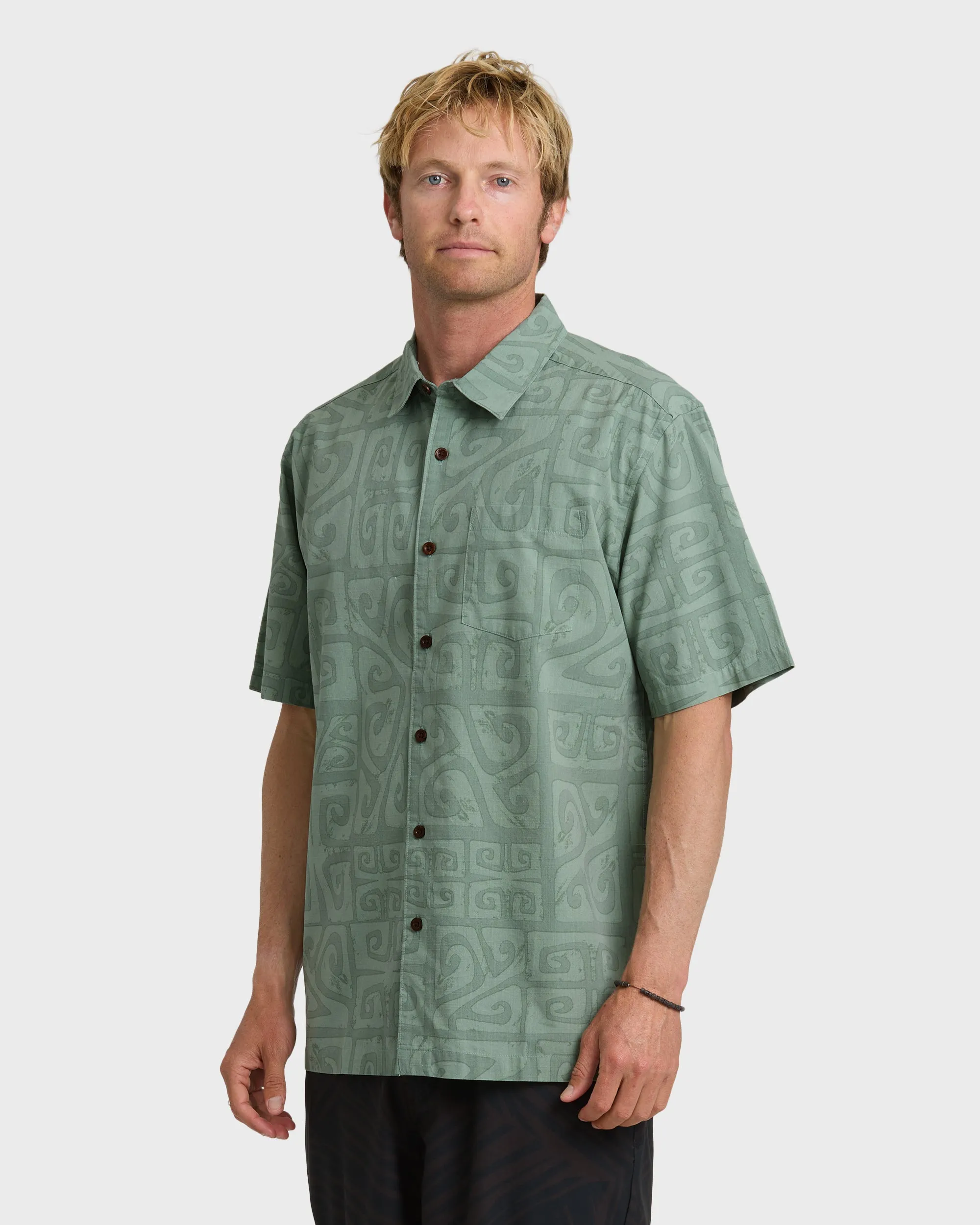 Waterman Tiki Beach Short Sleeve Shirt - Lily Pad sold by Quiksilver product image thumbnail 4