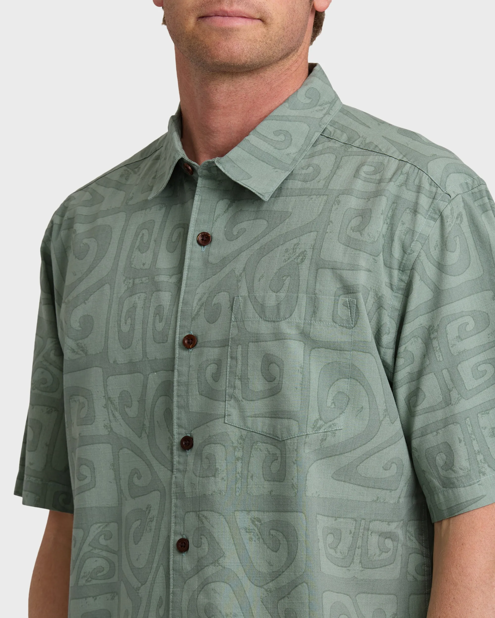 Waterman Tiki Beach Short Sleeve Shirt - Lily Pad sold by Quiksilver product image thumbnail 5