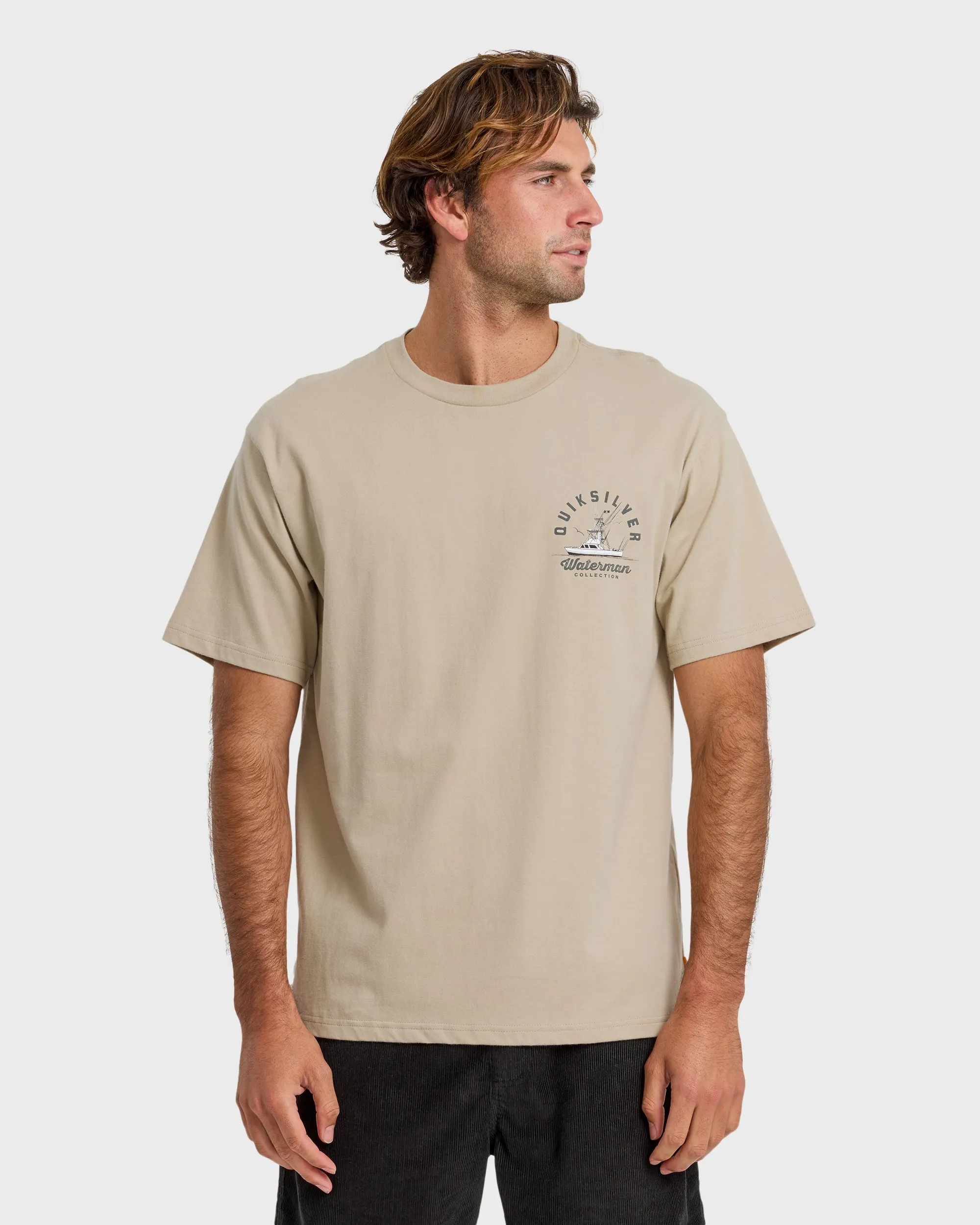 Waterman Early Morning Sueded Short Sleeve T-Shirt - Plaza Taupe sold by Quiksilver