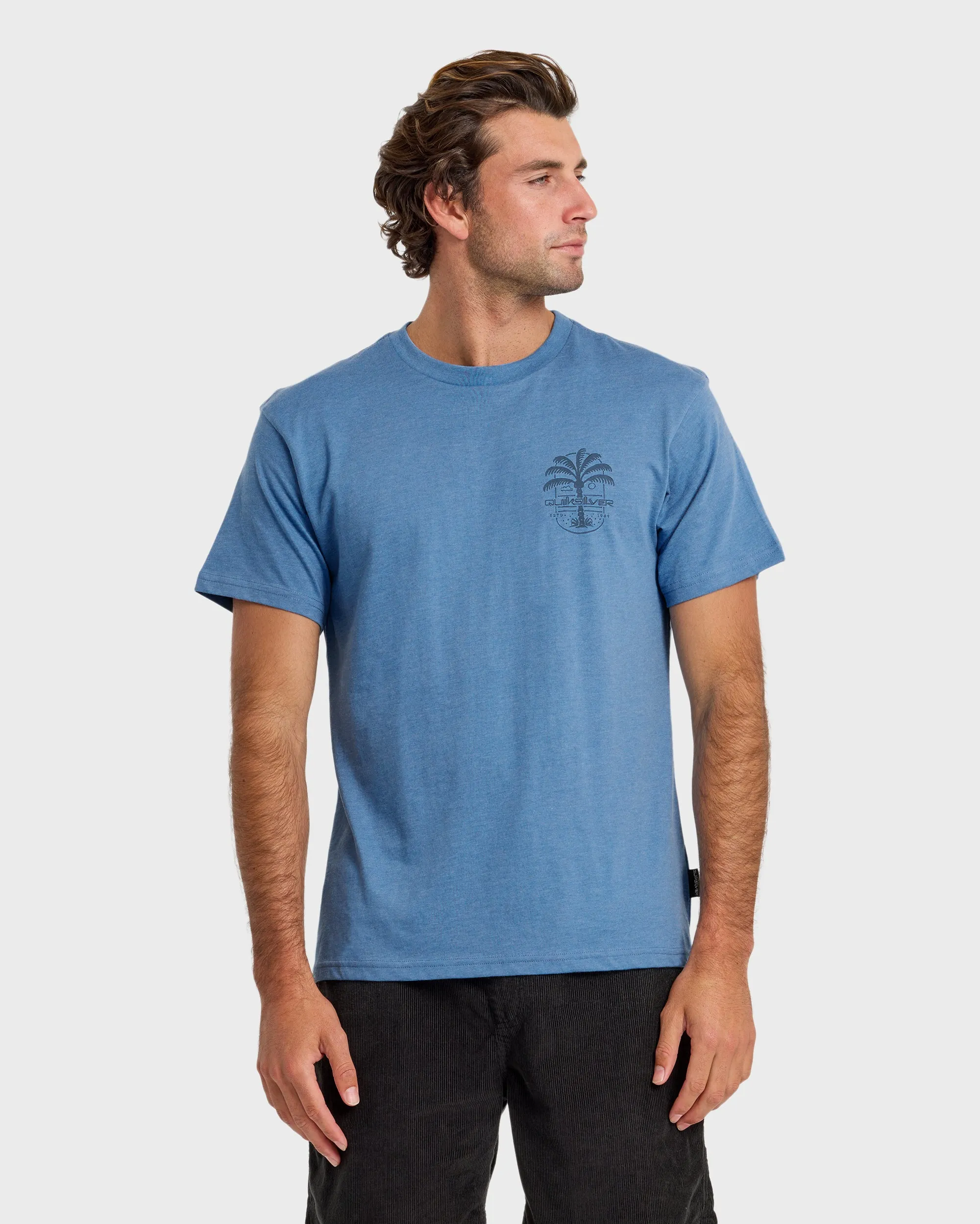 Uno Palm Short Sleeve T-Shirt - Riviera Heather sold by Quiksilver