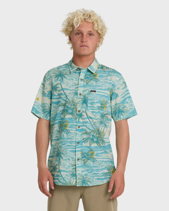 Sundown Stretch Classic Short Sleeve Shirt - Aqua made by Quiksilver