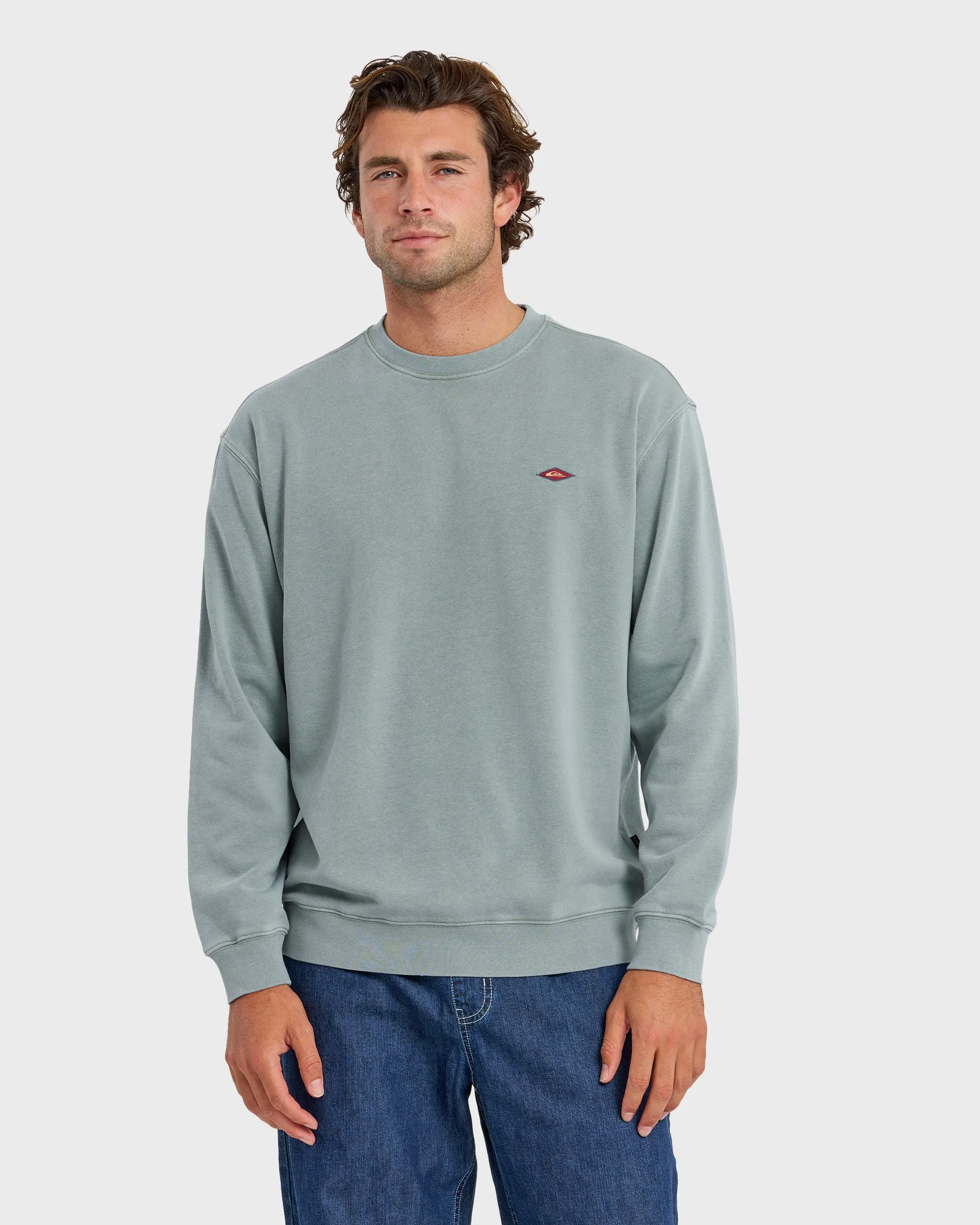 Saltwater Mineral Wash Crewneck Sweatshirt - Lily Pad sold by Quiksilver