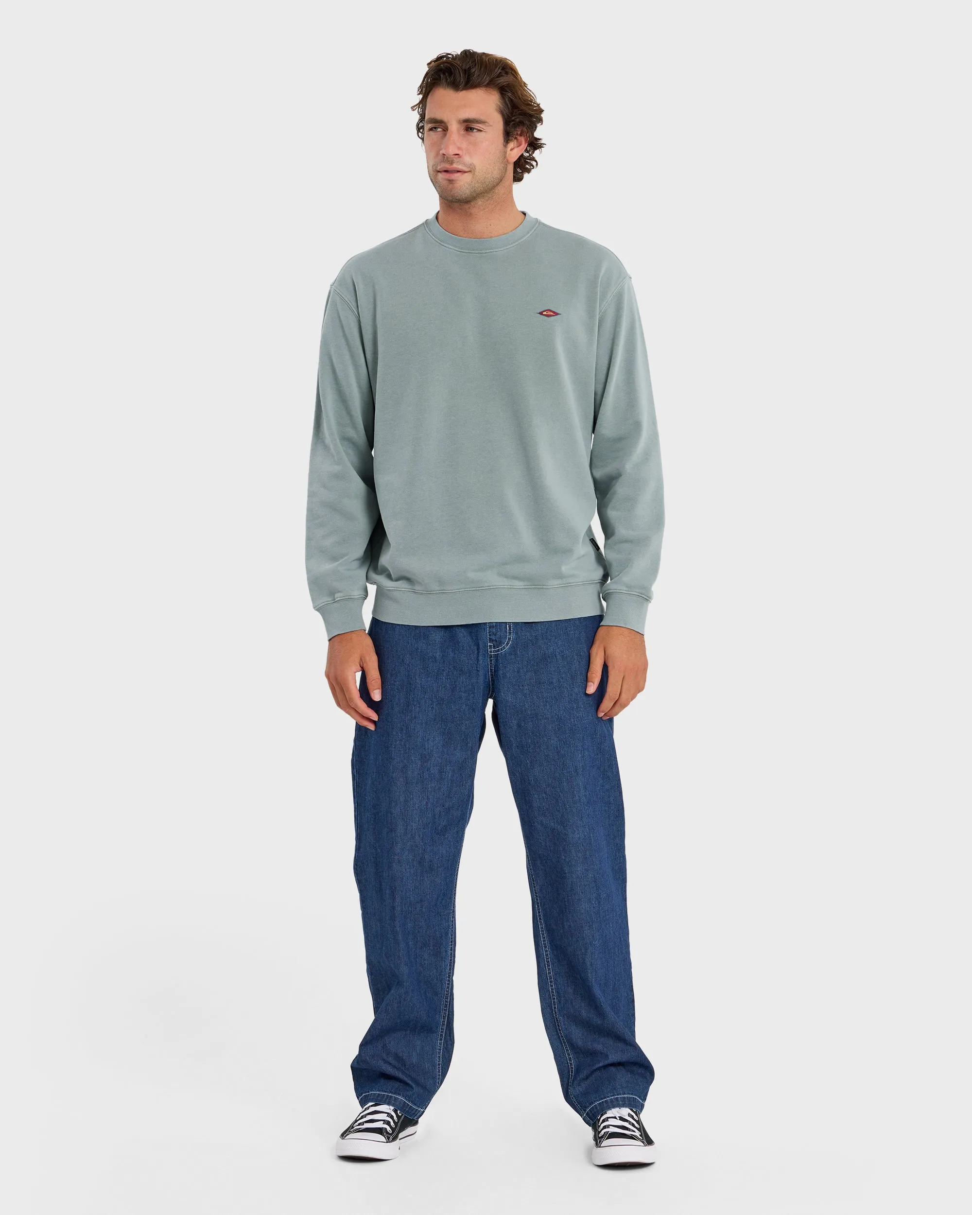 Saltwater Mineral Wash Crewneck Sweatshirt - Lily Pad sold by Quiksilver product image thumbnail 3