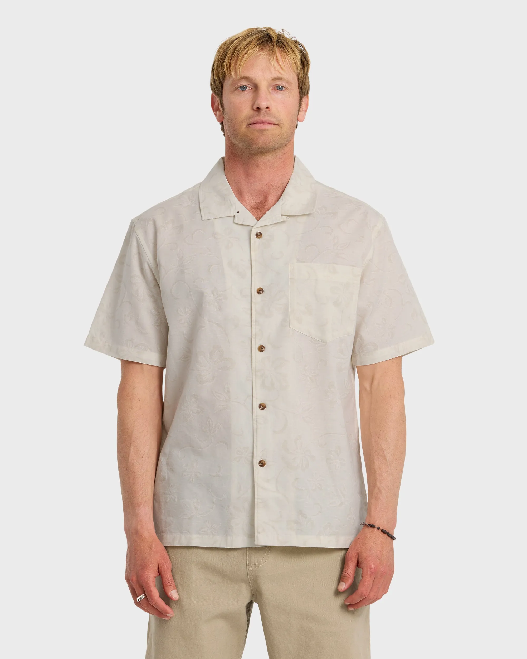 Lo-Biscus DNA Short Sleeve Camp Shirt - Snow White sold by Quiksilver
