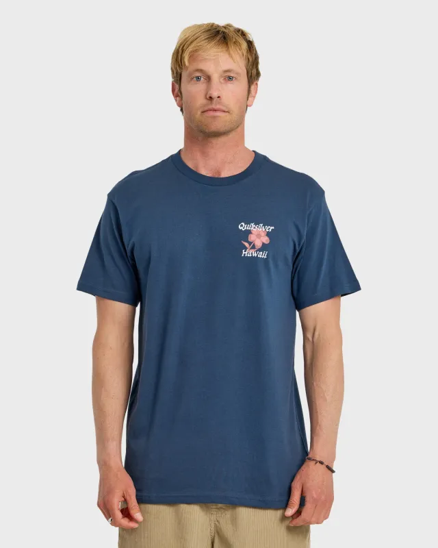 HI Floral Script Short Sleeve T-Shirt - Dark Denim sold by Quiksilver