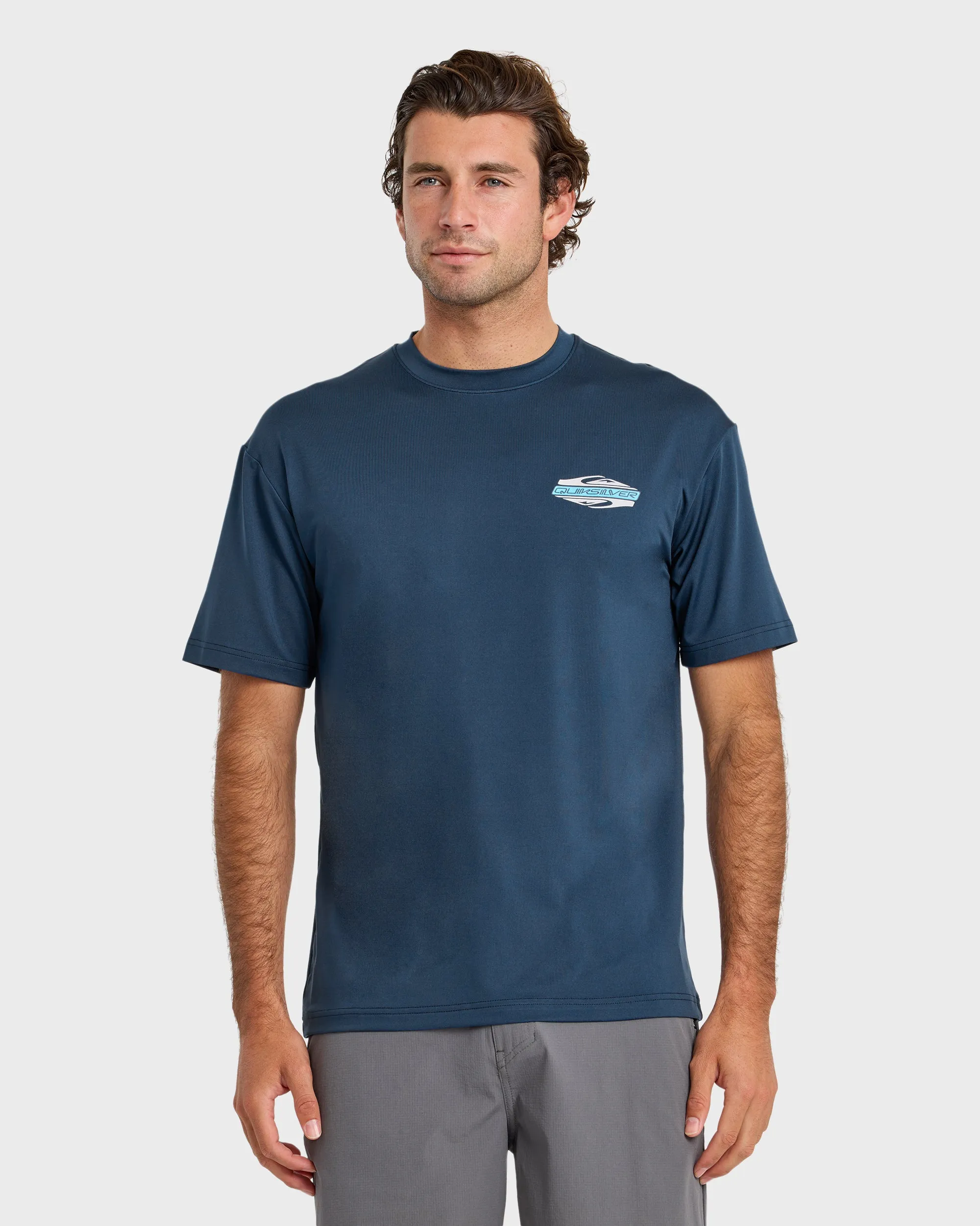 Everyday Graphic UPF 50 Hooded Short Sleeve Surf Shirt - Dark Denim sold by Quiksilver