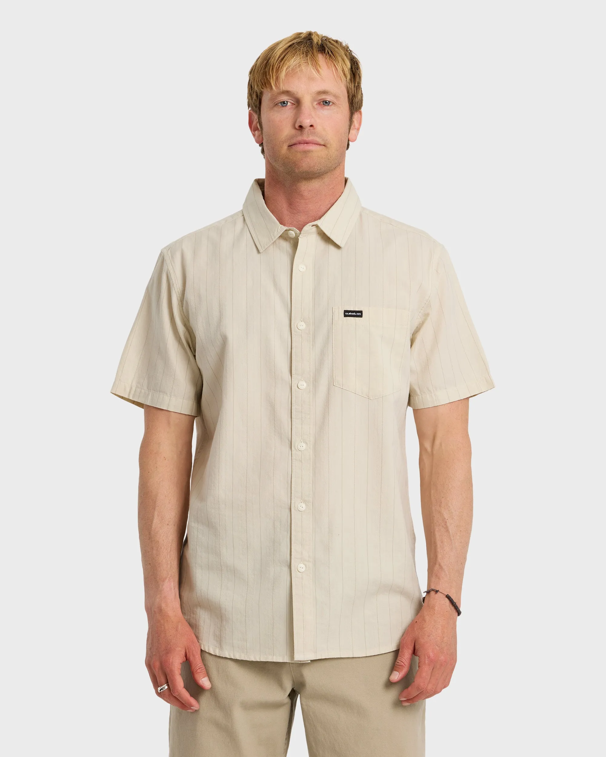 Dobby Stripe Classic Short Sleeve Shirt - Bone White sold by Quiksilver