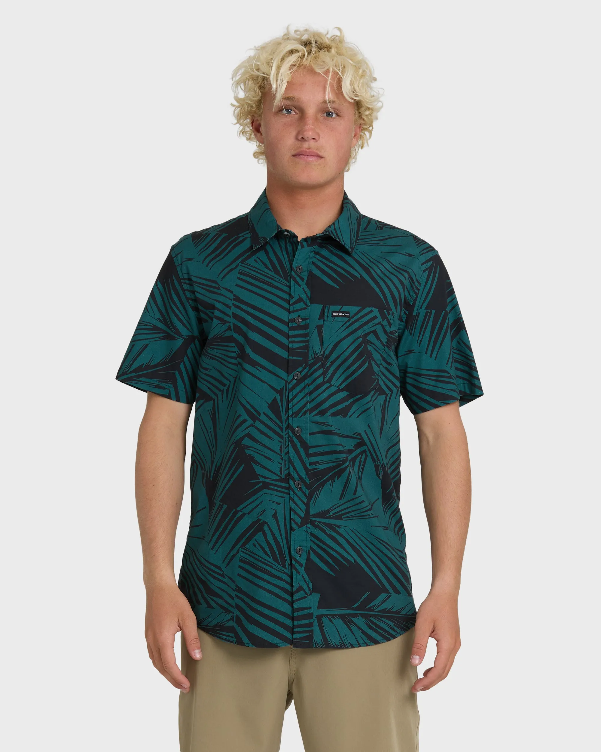 Aruba Palm Classic Stretch Short Sleeve Shirt - Mediterranea sold by Quiksilver