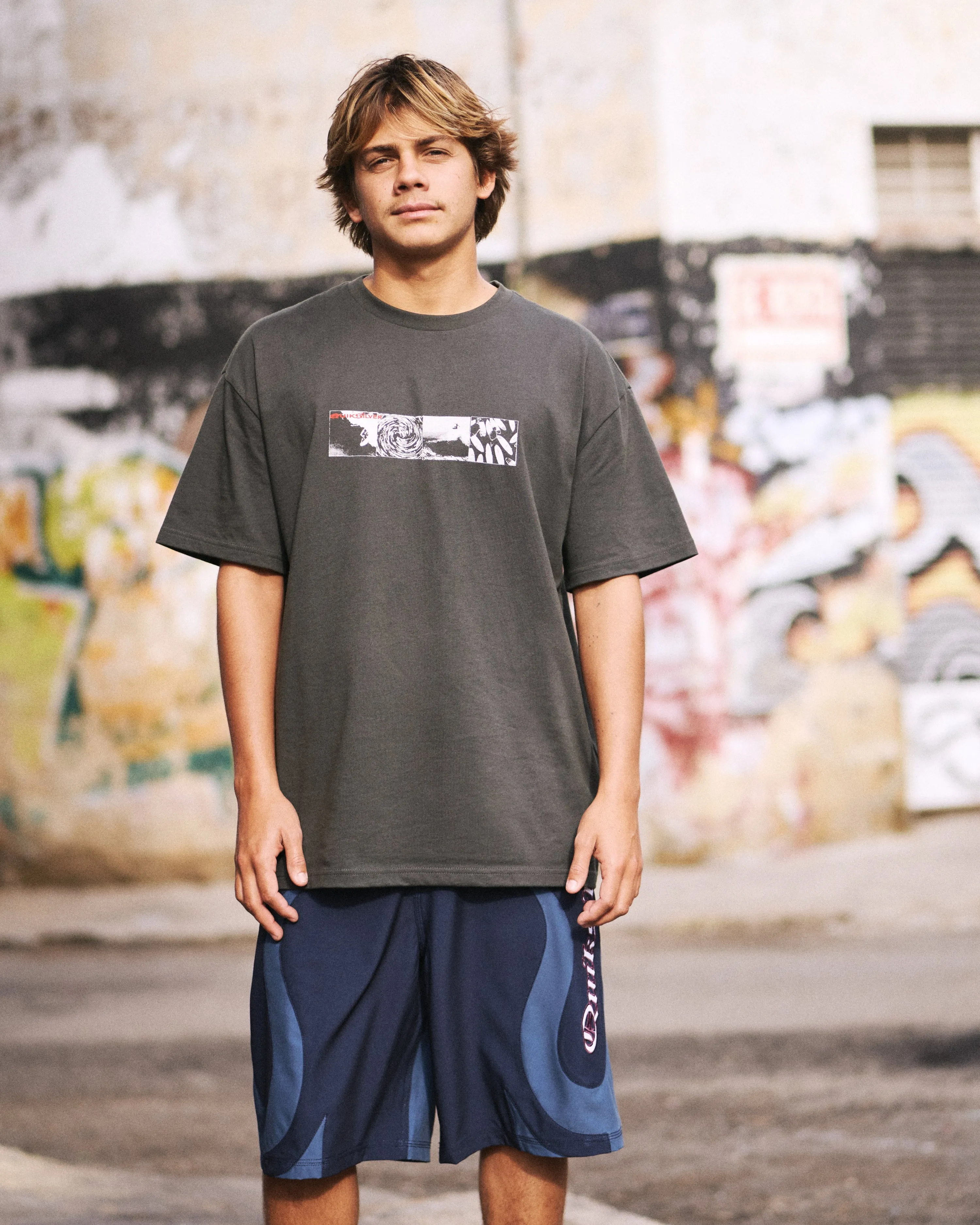 Vortex Mercury Oversized Heavyweight Short Sleeve T-Shirt - Phantom sold by Quiksilver